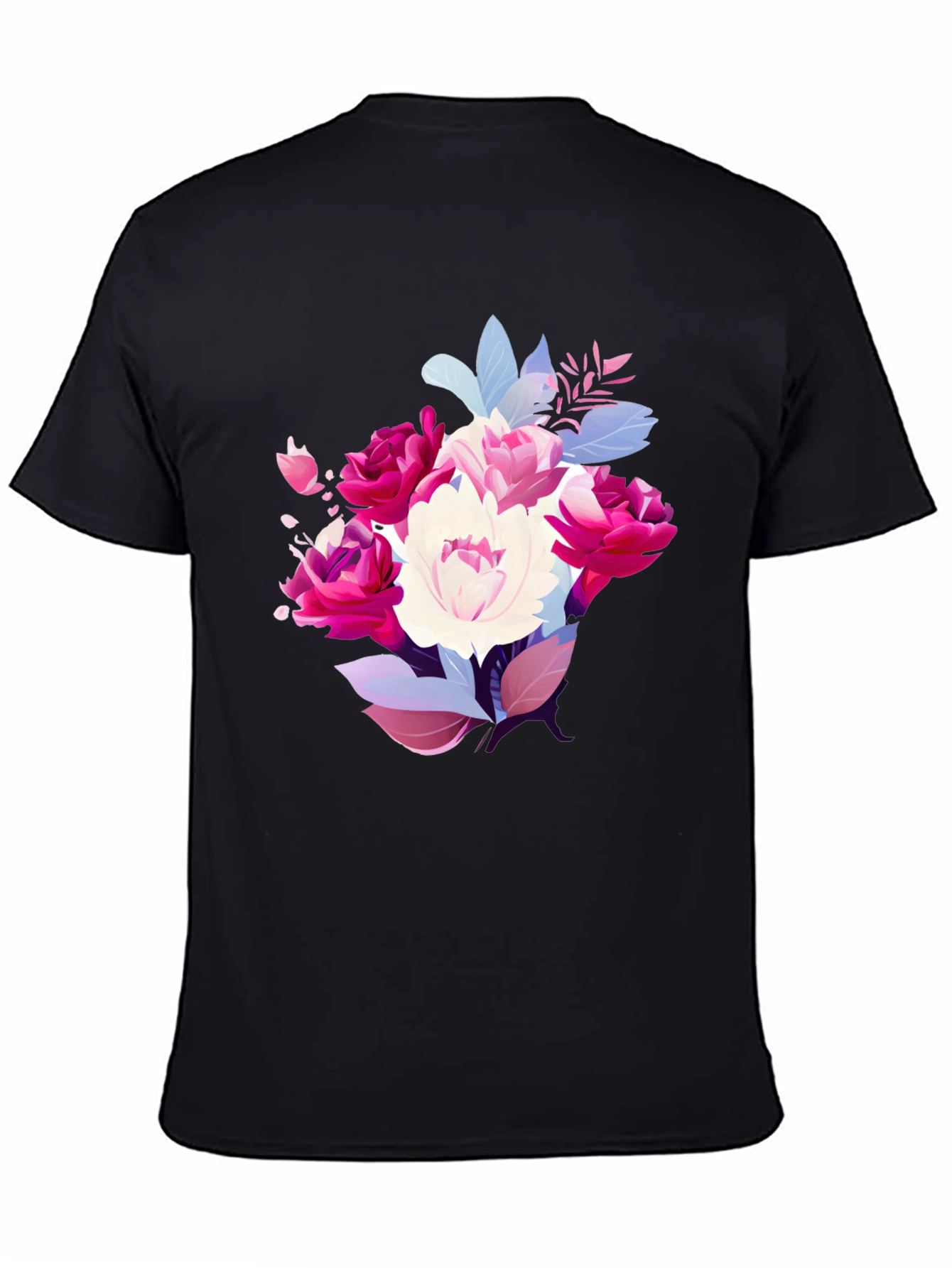 Floral Bouquet Graphic Tee - Stylish Black T-Shirt