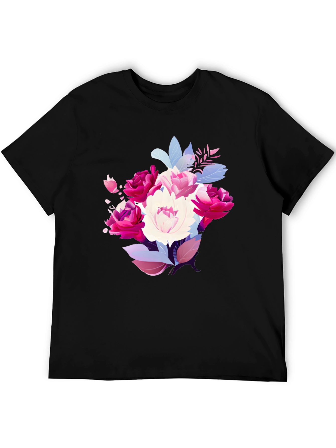 Floral Bouquet Graphic Tee - Stylish Black T-Shirt
