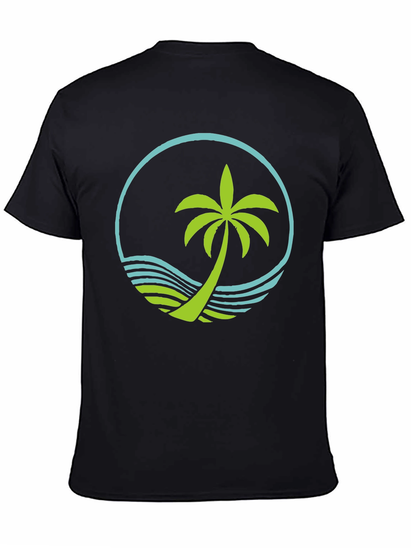 Tropical Palm Tree Graphic Tee - Black