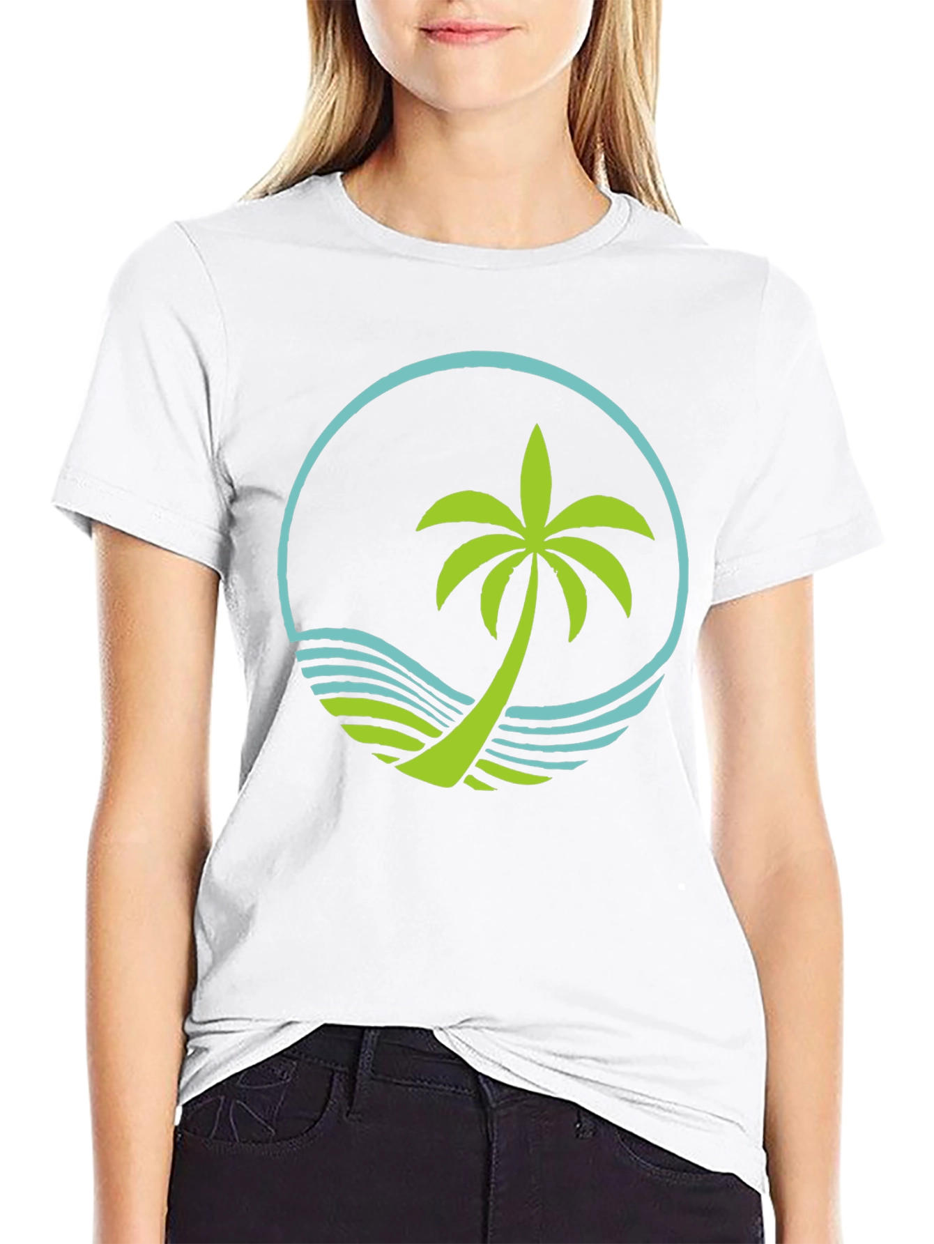 Tropical Palm Tree Graphic Tee - Black