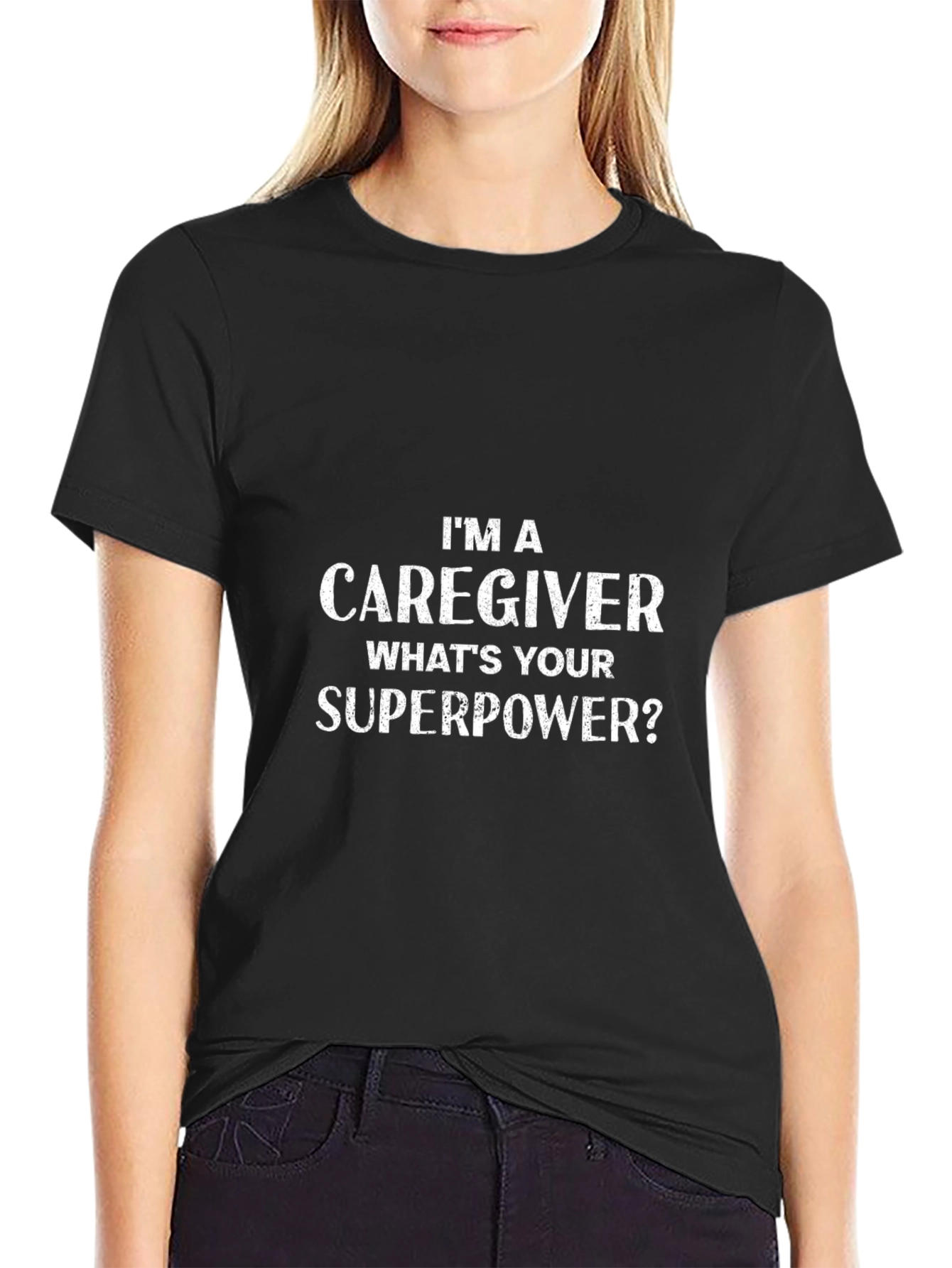 Caregiver Superpower T-Shirt - Black Graphic Tee