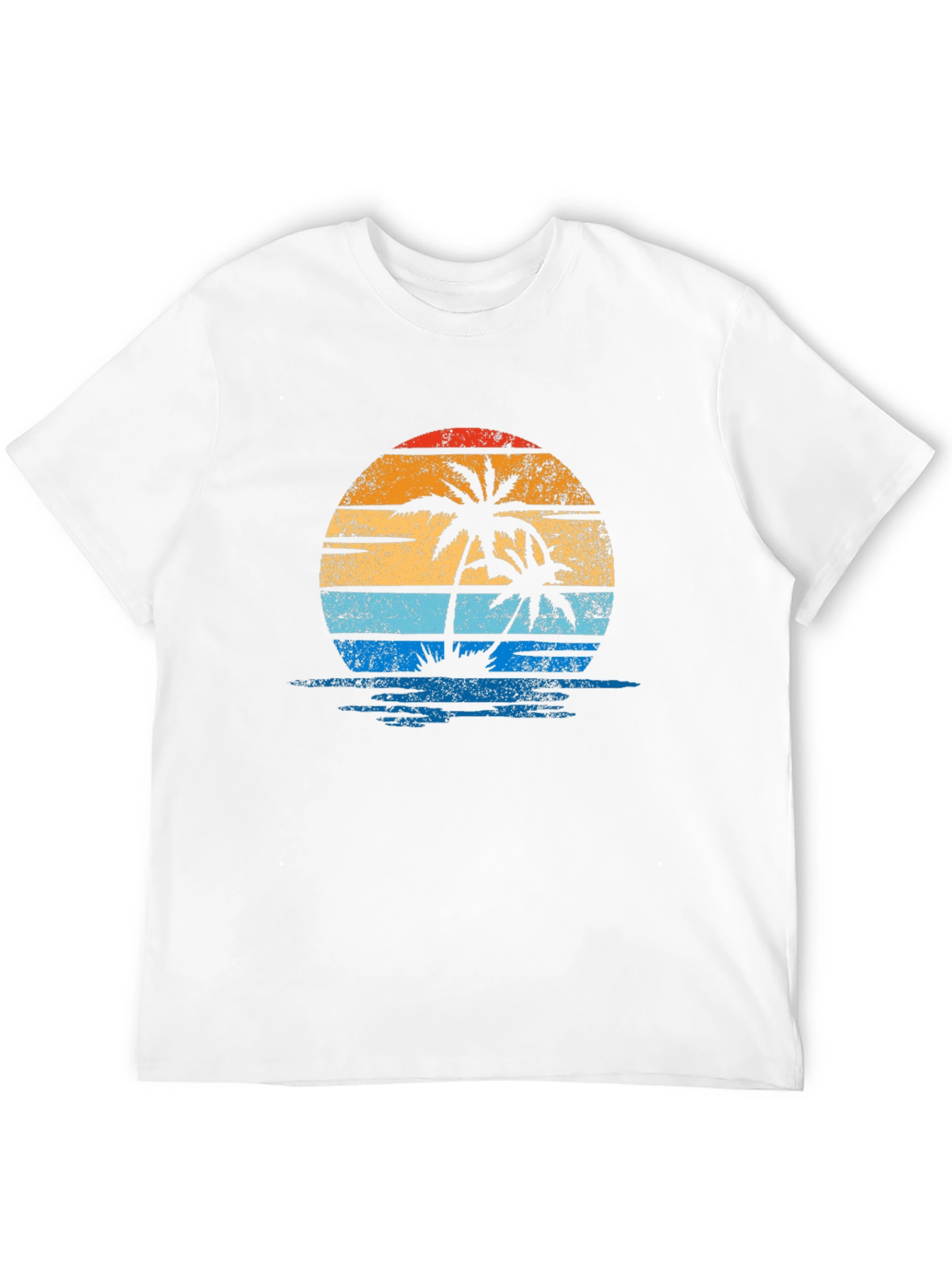 Retro Palm Tree Sunset Graphic Tee - Black