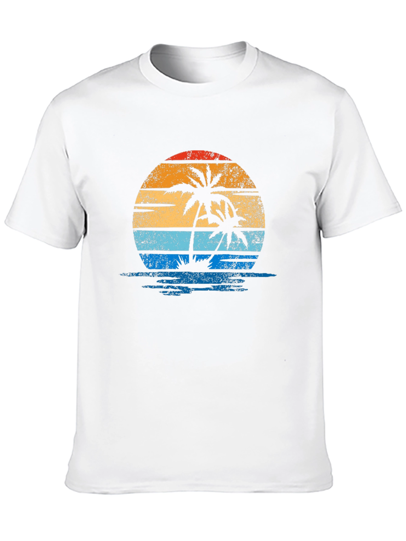 Retro Palm Tree Sunset Graphic Tee - Black