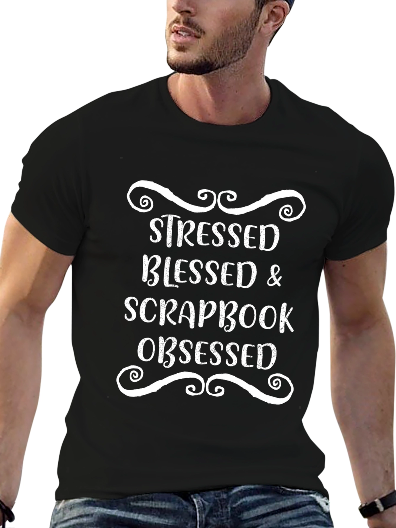 Stressed Blessed & Scrapbook Obsessed Black T-Shirt