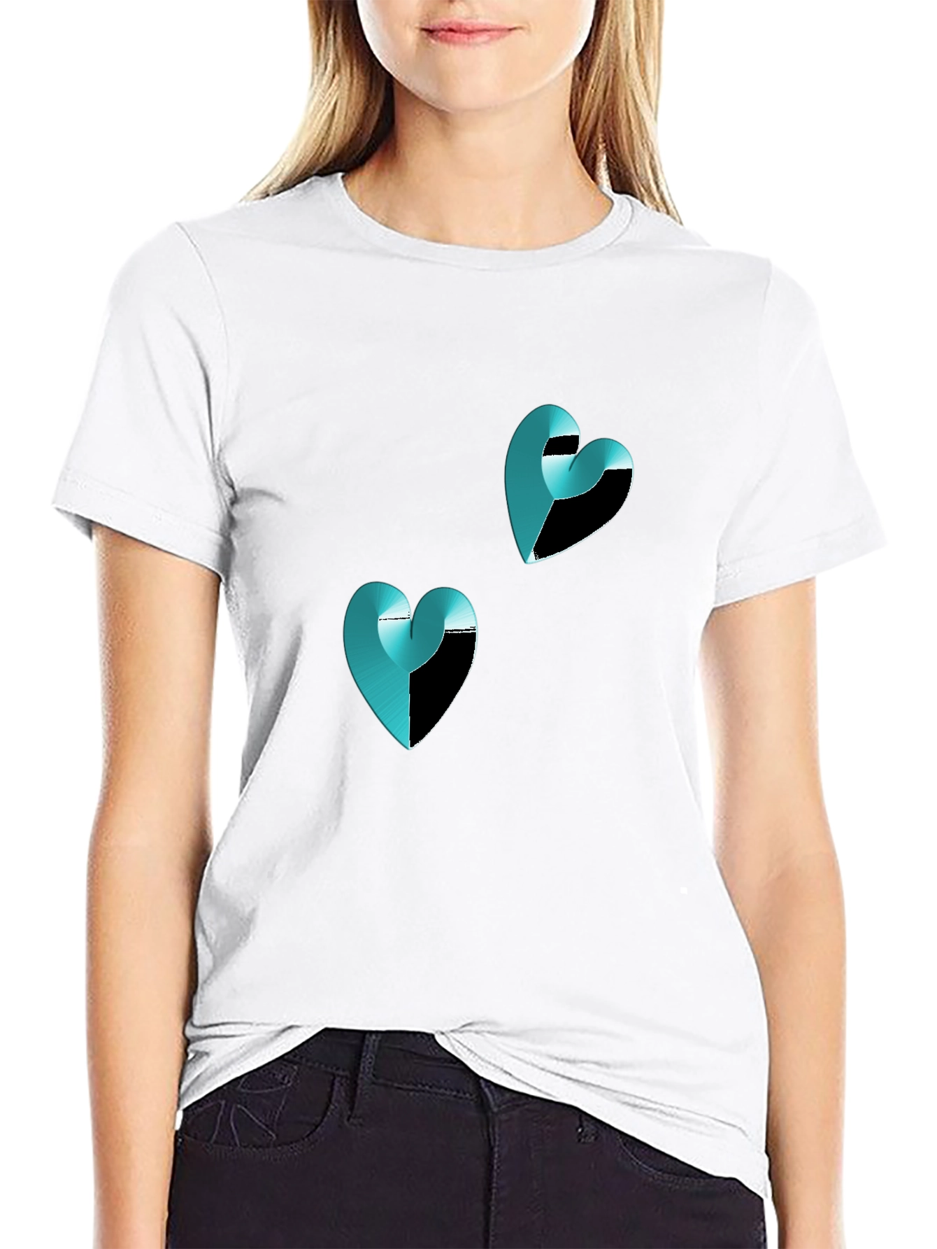 Modern Heart Graphic Black T-Shirt