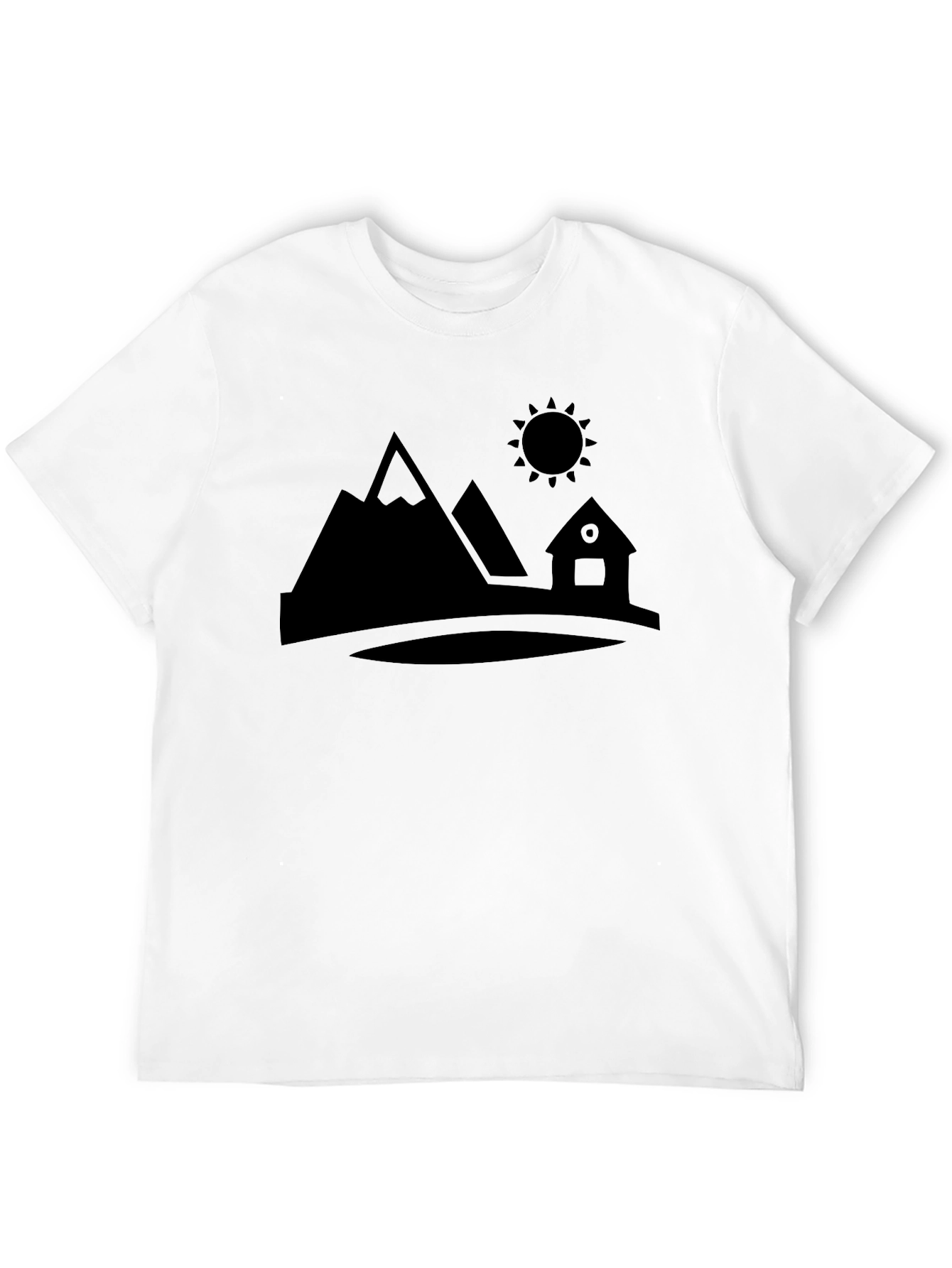 Mountain Cabin Graphic Tee - Black Cotton T-Shirt