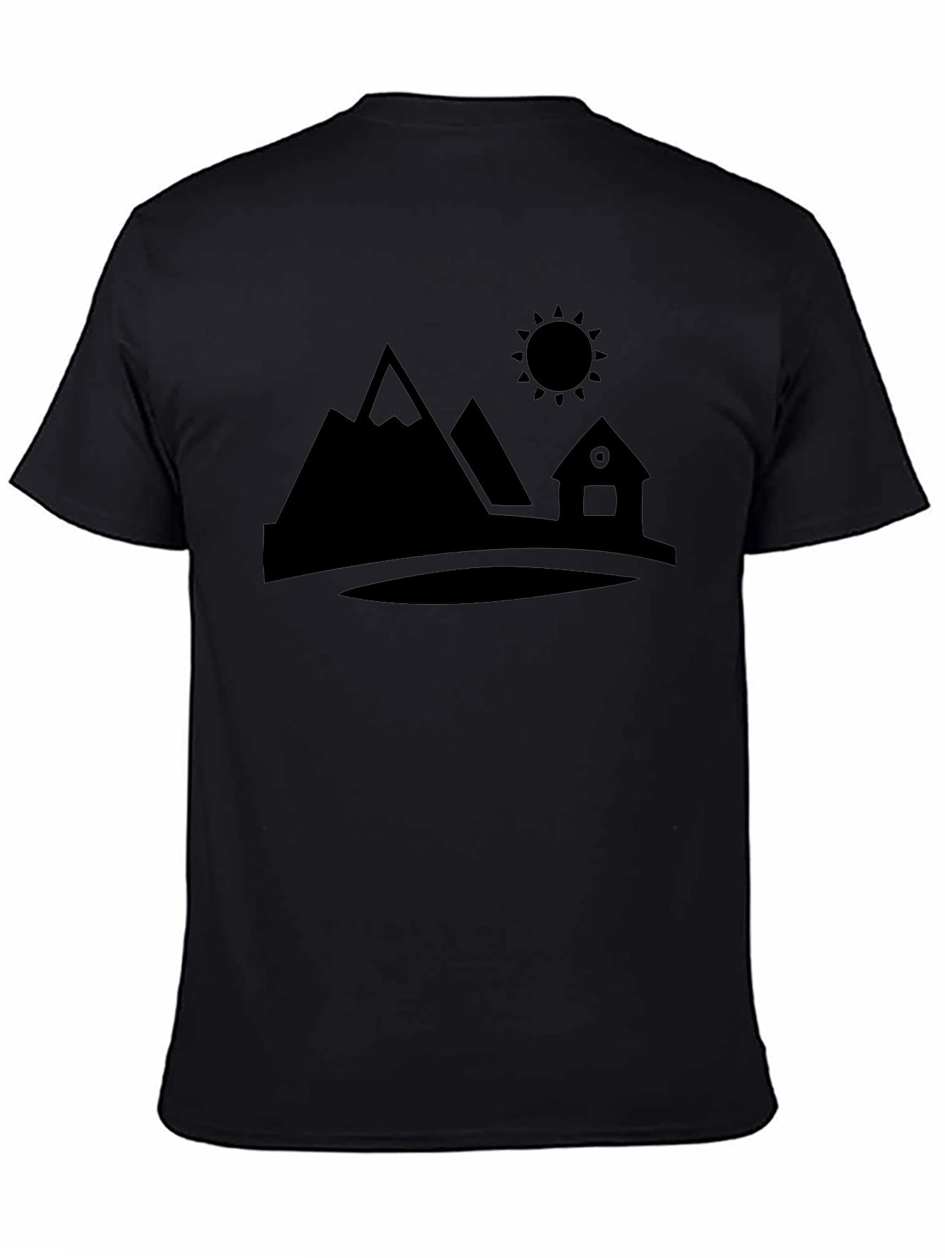 Mountain Cabin Graphic Tee - Black Cotton T-Shirt