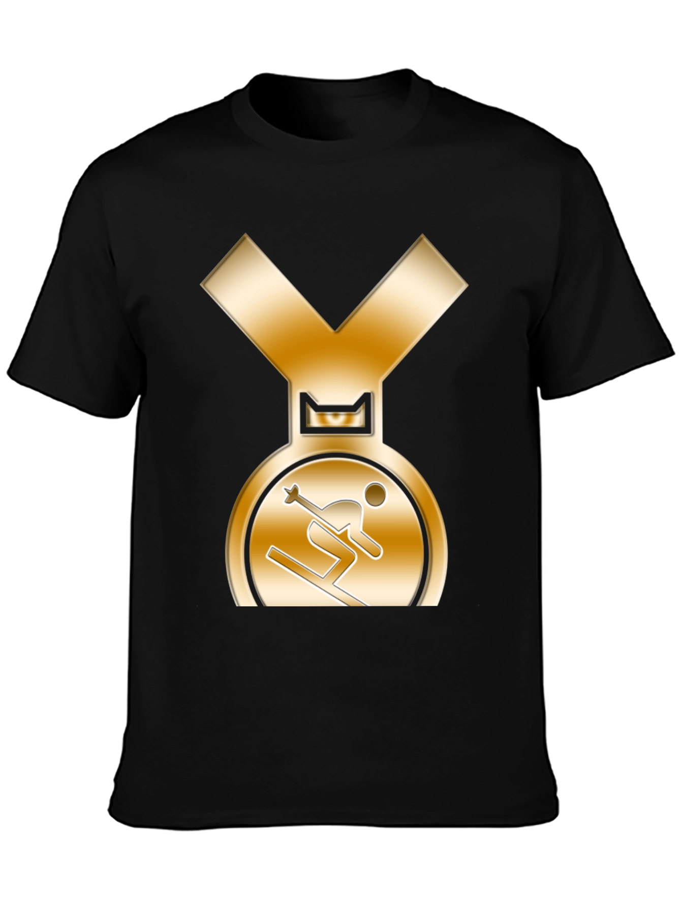 Gold Medal Skier Black T-Shirt