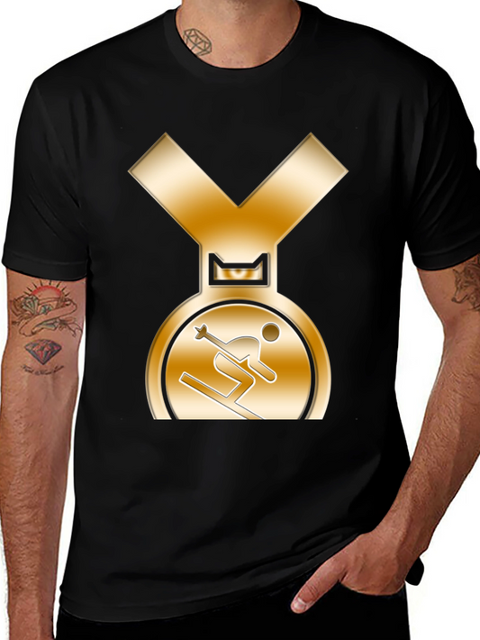 Gold Medal Skier Black T-Shirt