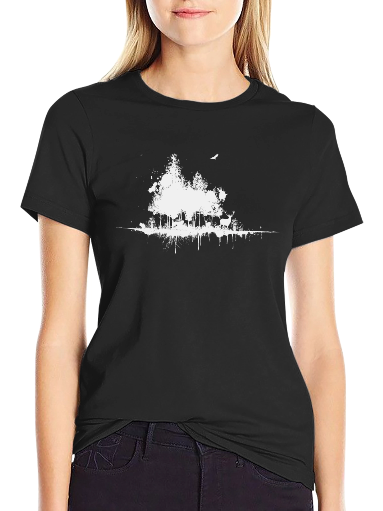 Black Forest Graphic Tee - Nature Inspired Design