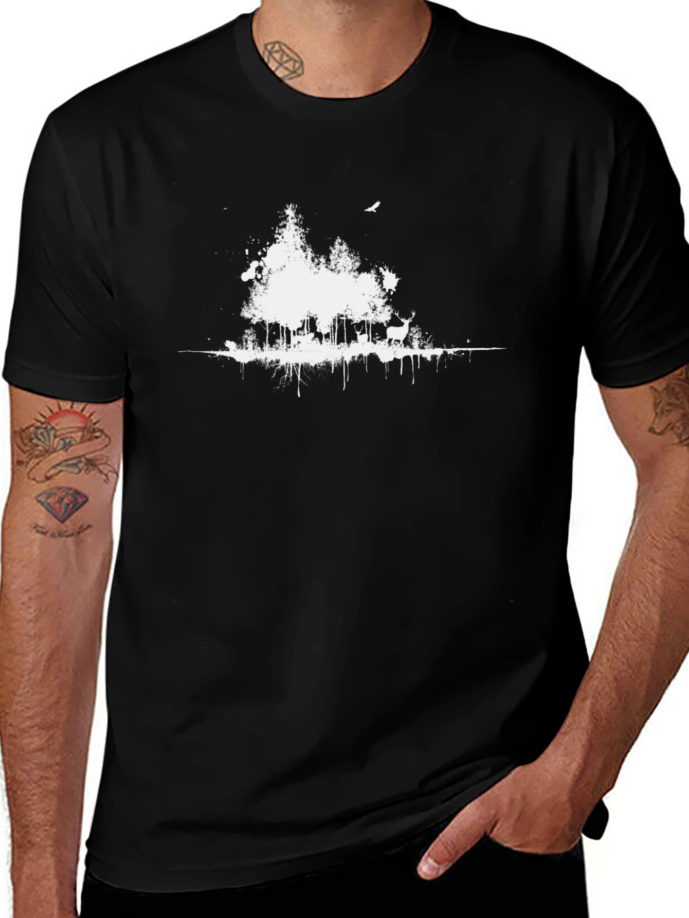 Black Forest Graphic Tee - Nature Inspired Design