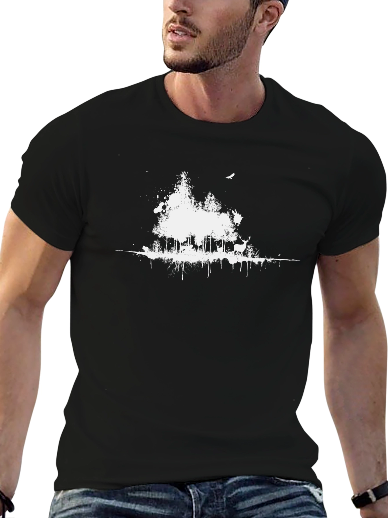 Black Forest Graphic Tee - Nature Inspired Design