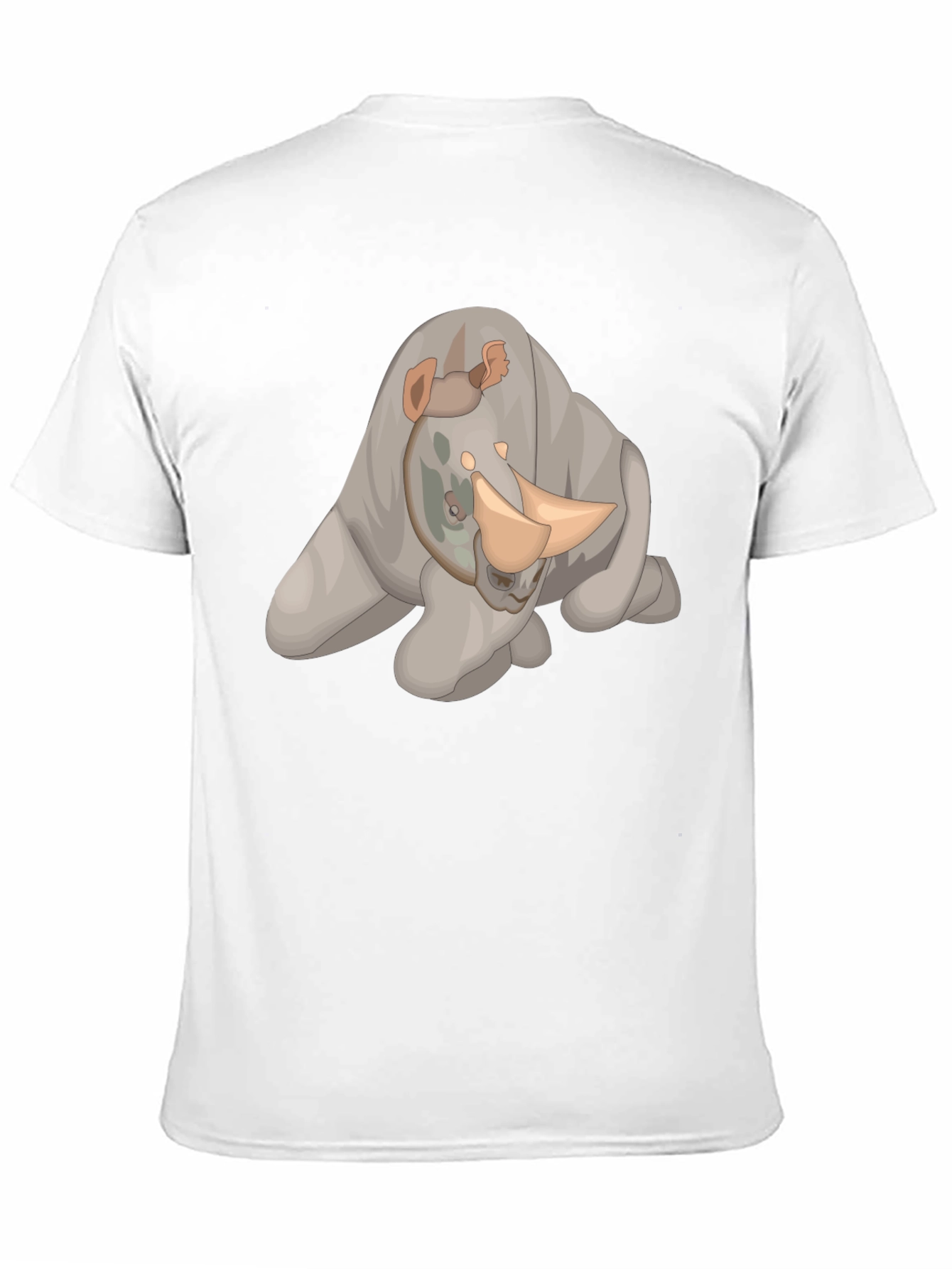 Rhino Cartoon Black T-Shirt