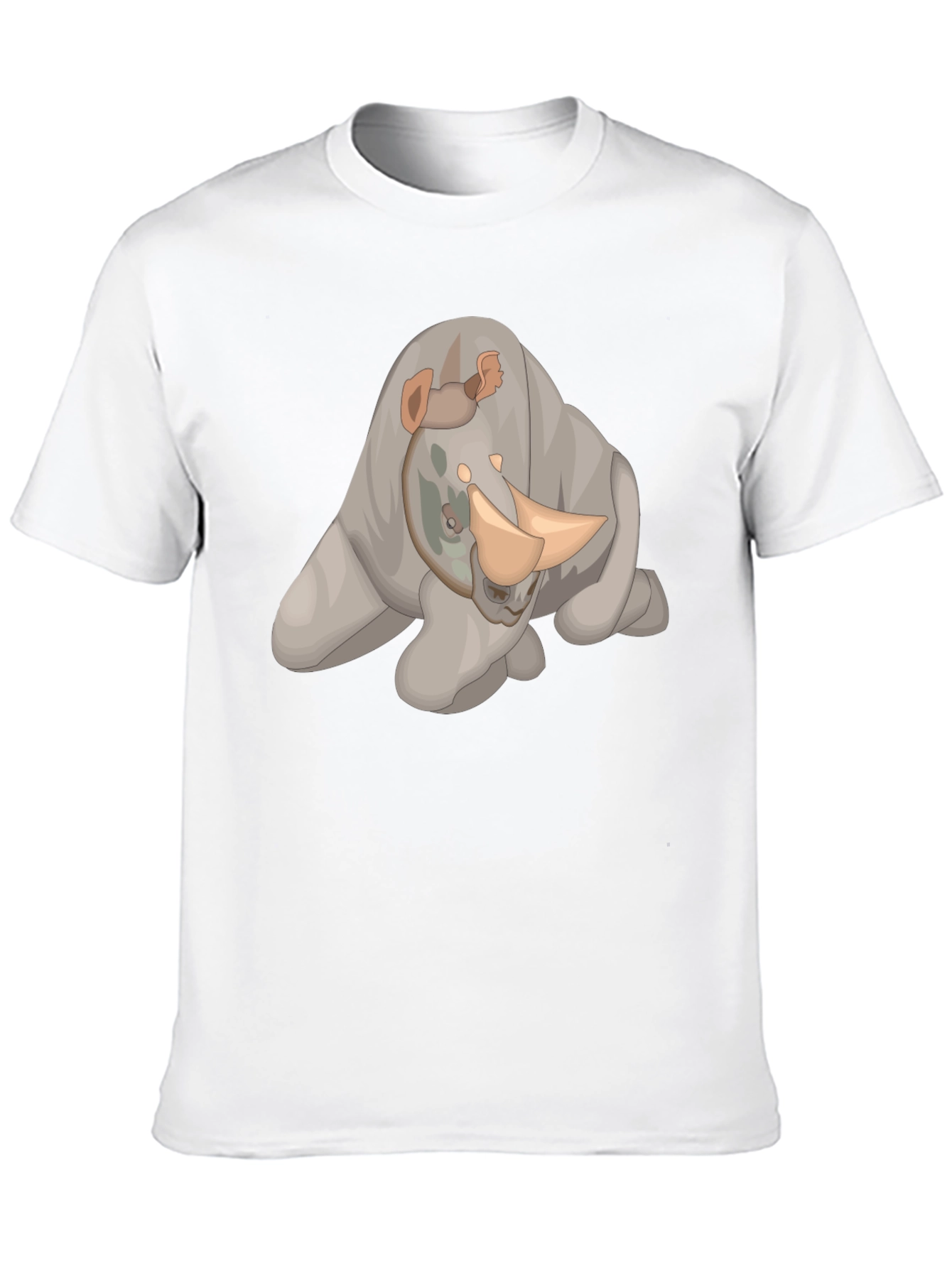 Rhino Cartoon Black T-Shirt