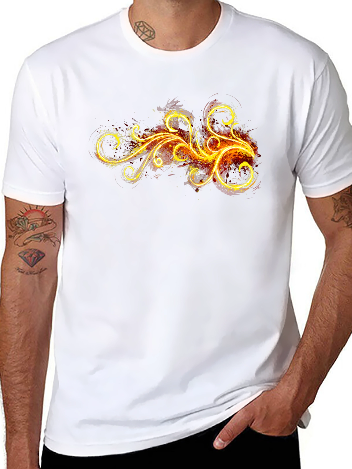 Fiery Swirl Graphic Black T-Shirt