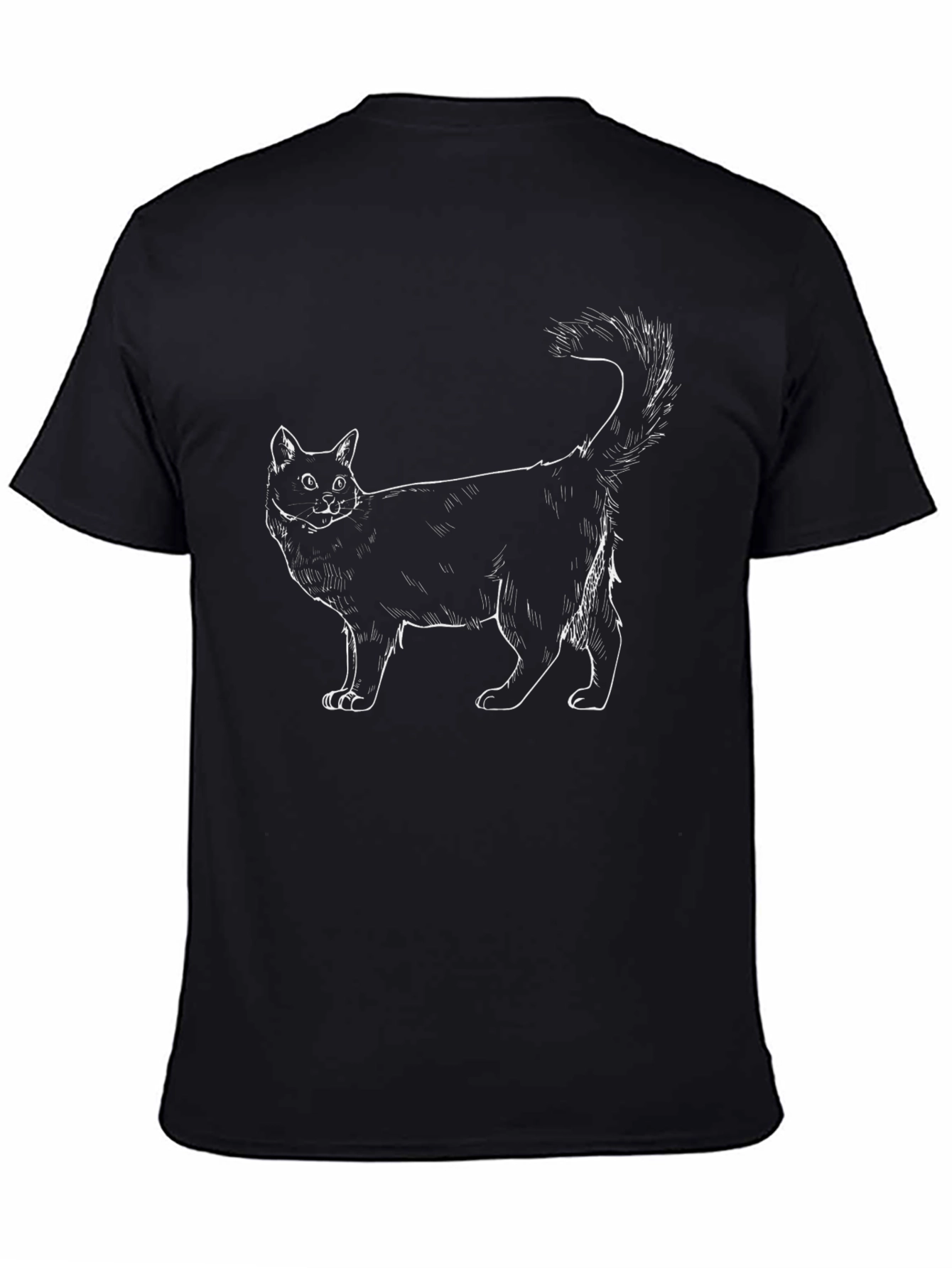 Black Cat Graphic Tee - Mens Casual T-Shirt
