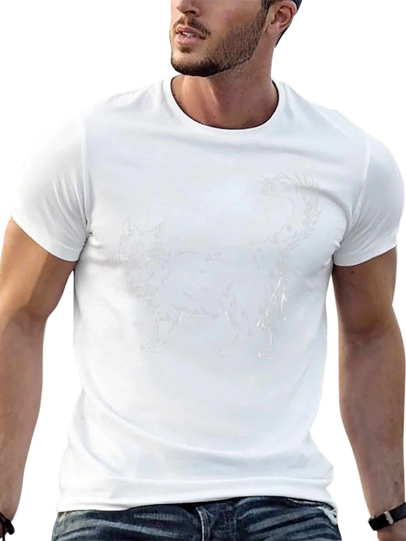 Black Cat Graphic Tee - Mens Casual T-Shirt