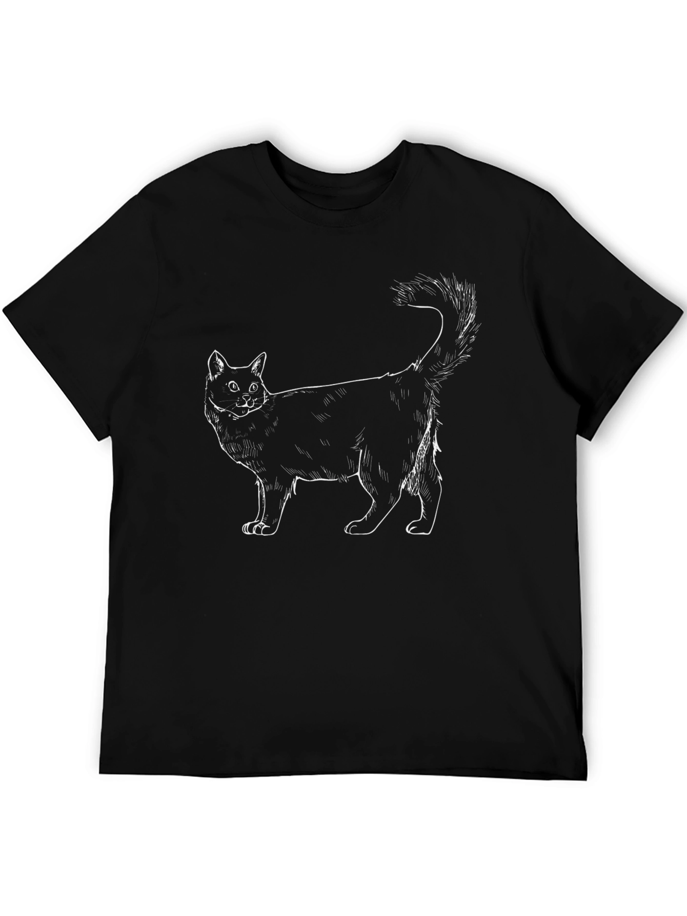 Black Cat Graphic Tee - Mens Casual T-Shirt