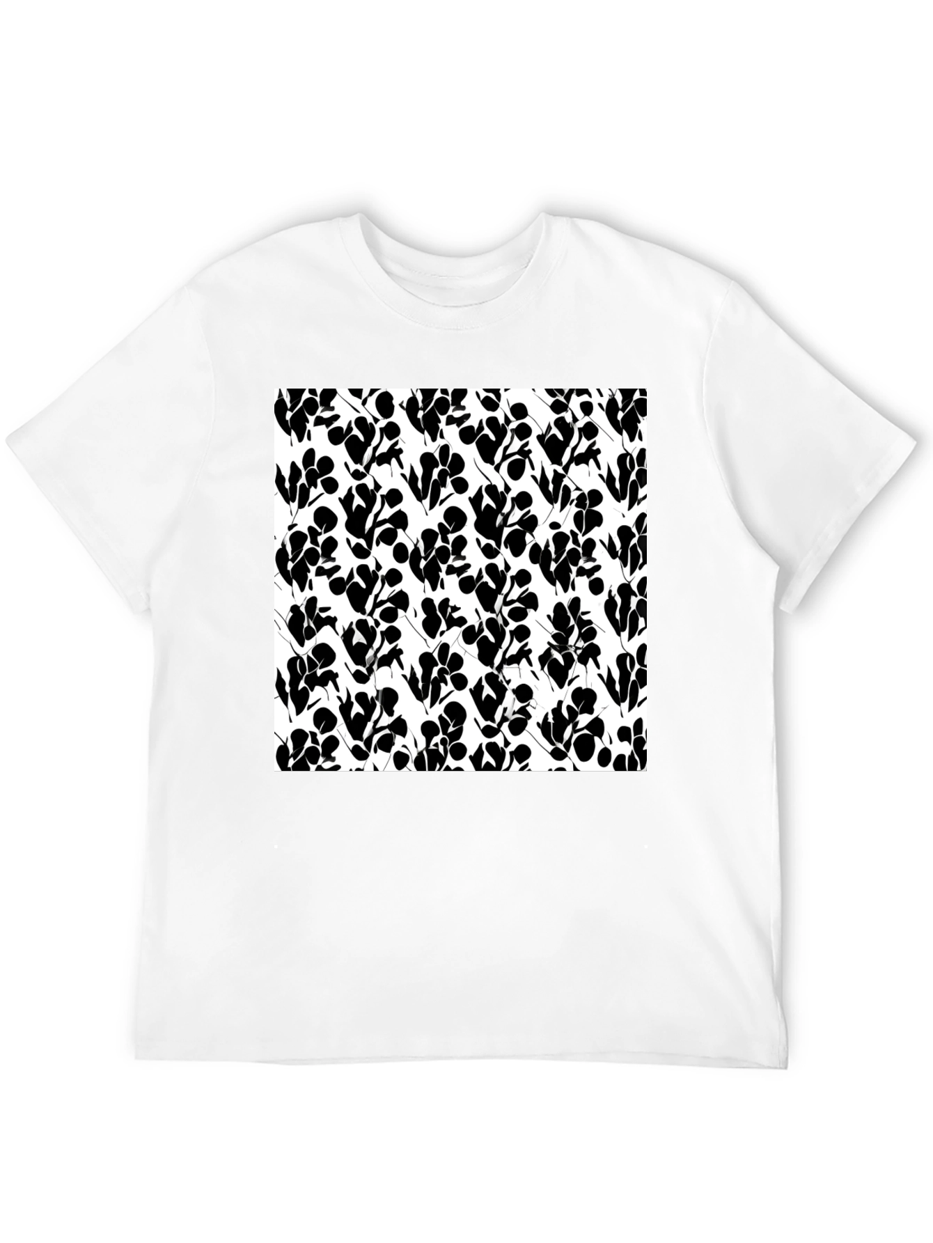 Abstract Floral Print Black T-Shirt