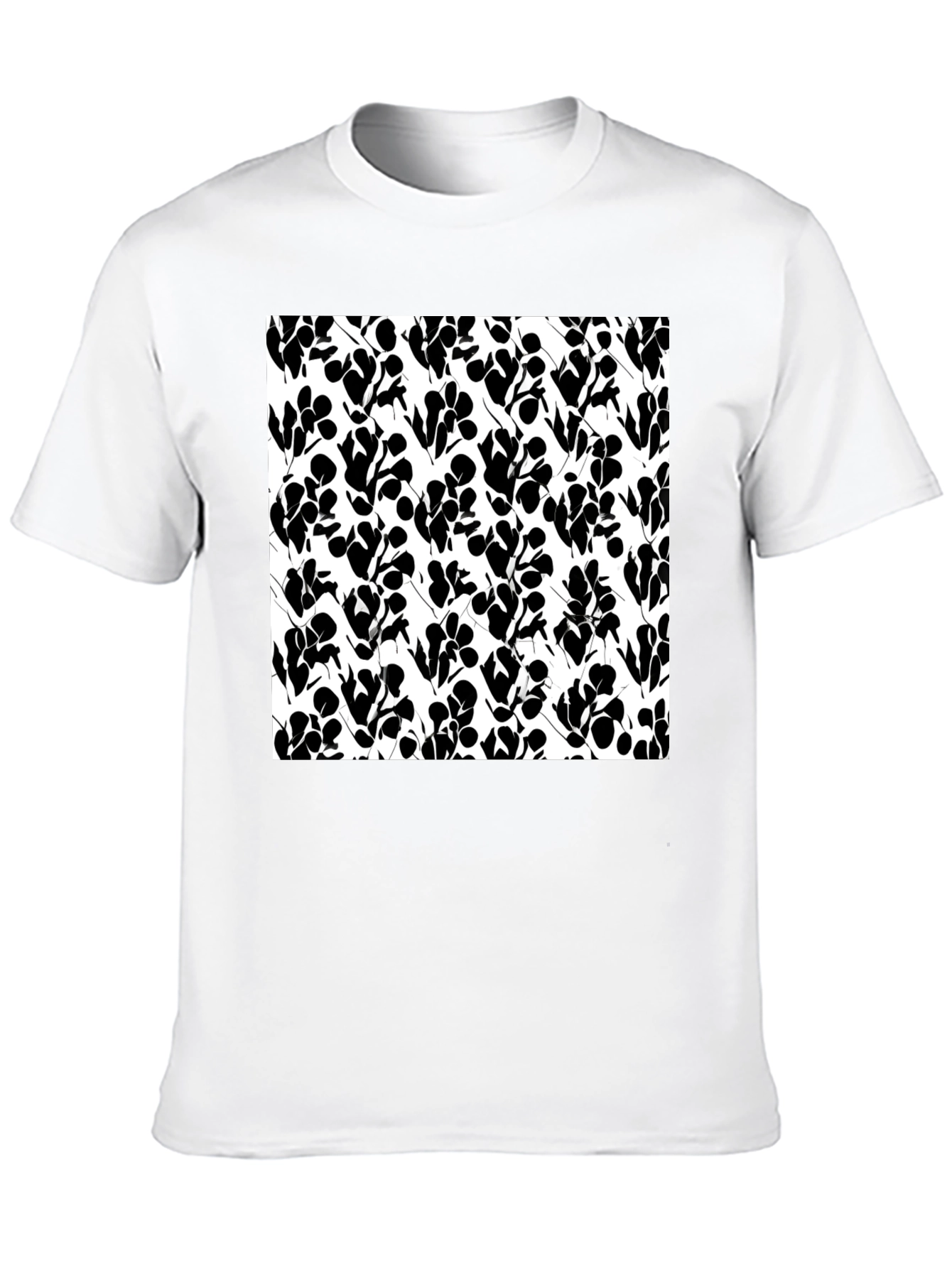 Abstract Floral Print Black T-Shirt