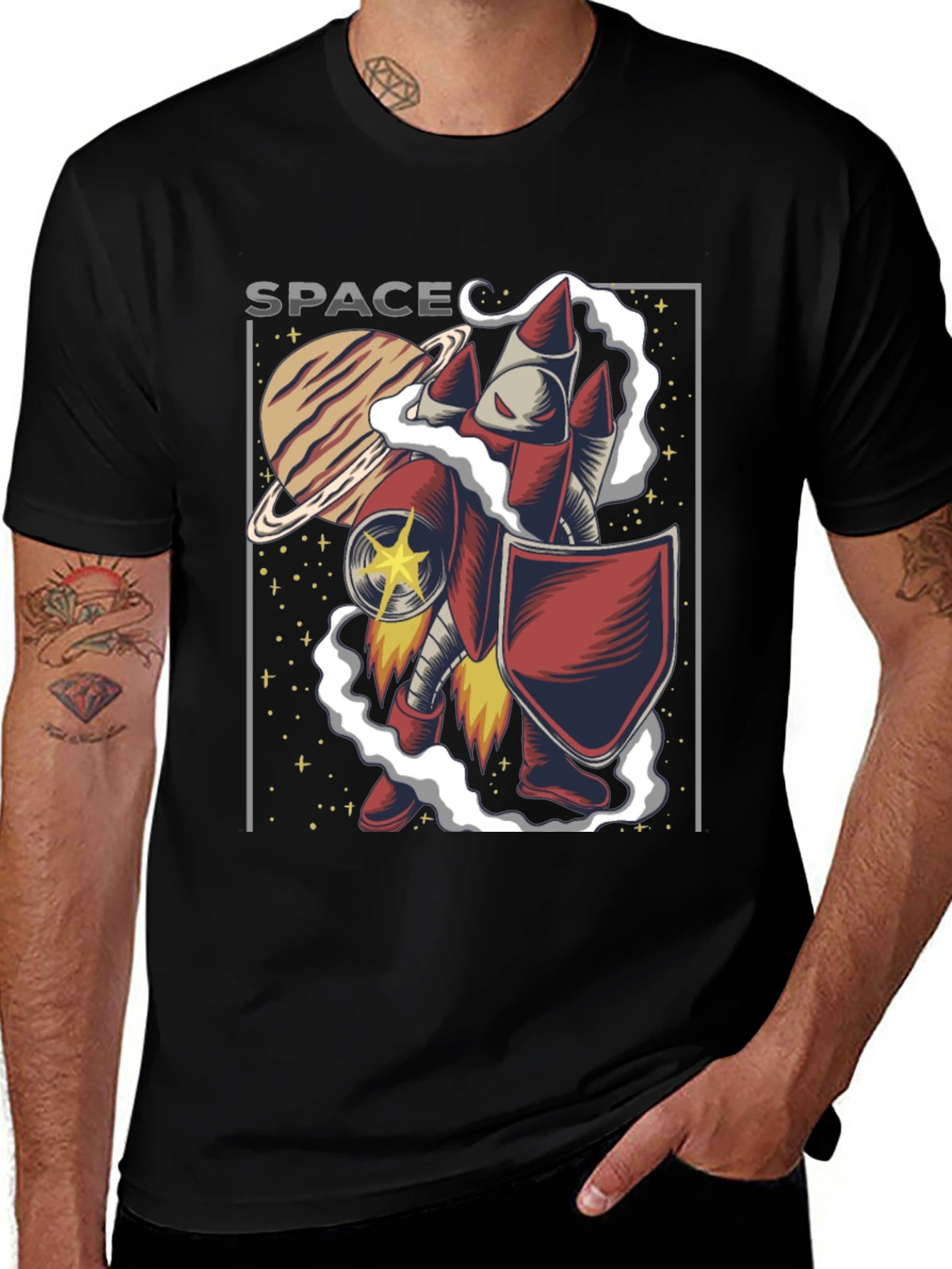 Space Rocket Knight Graphic T-Shirt