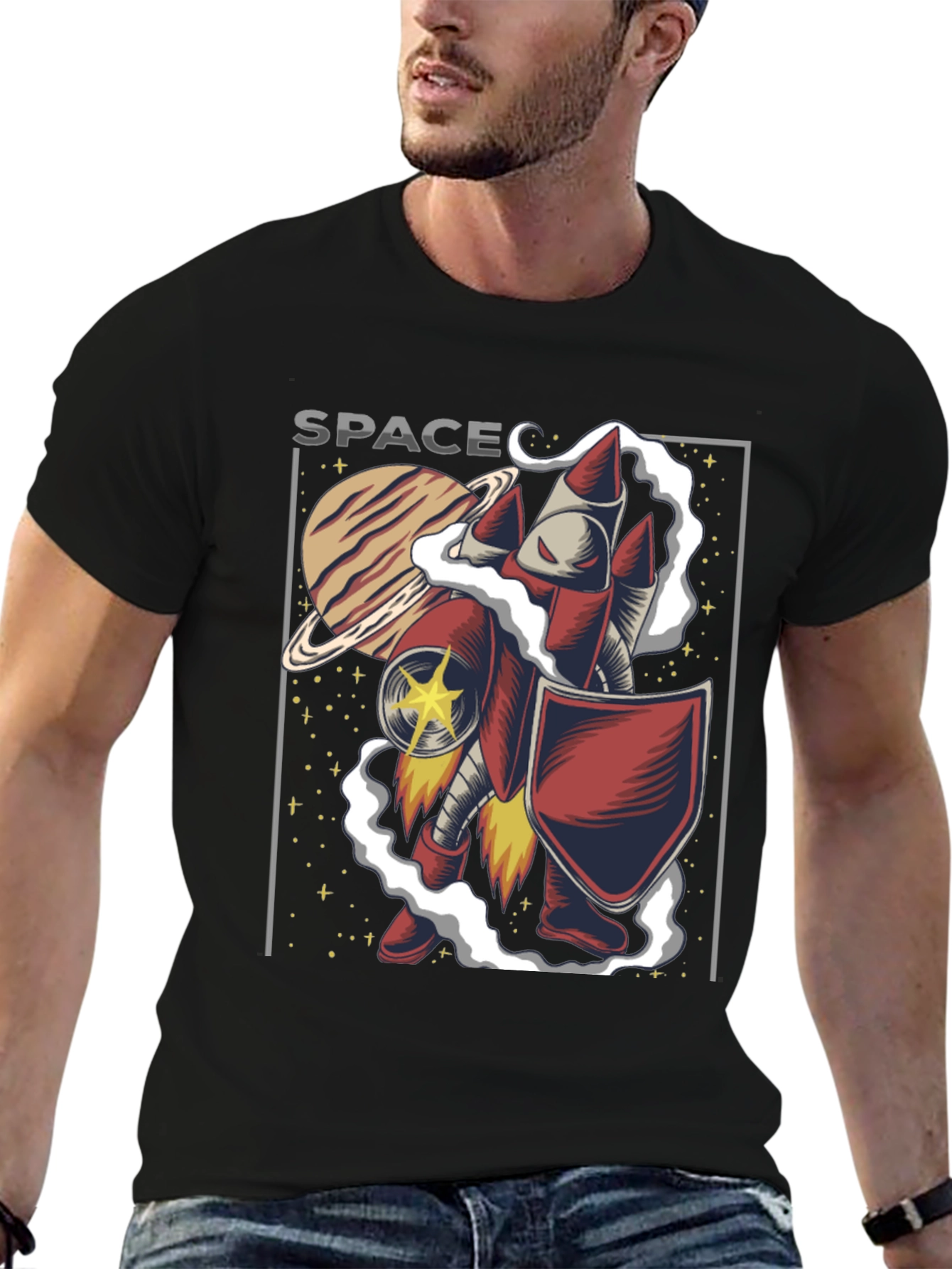 Space Rocket Knight Graphic T-Shirt