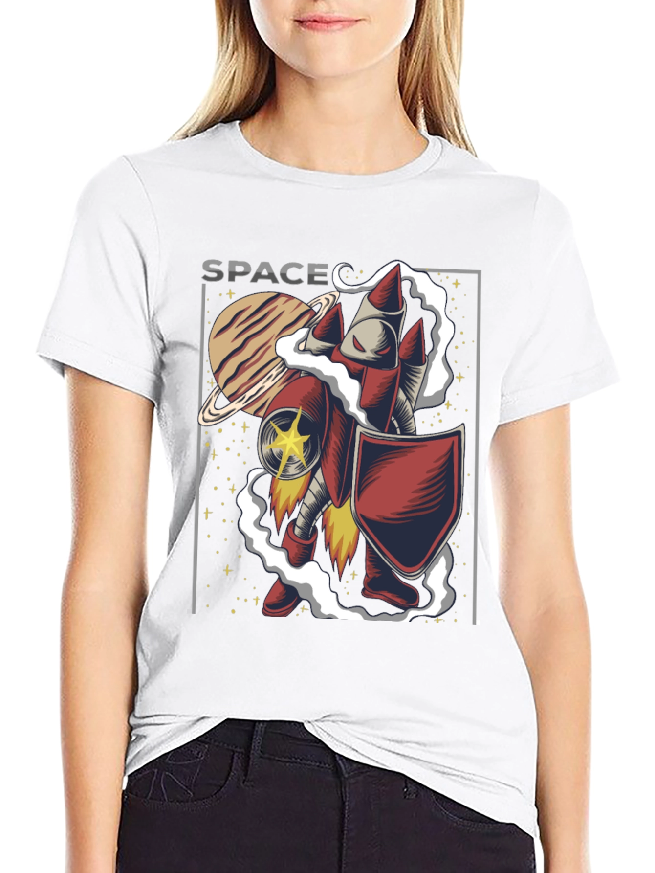 Space Rocket Knight Graphic T-Shirt