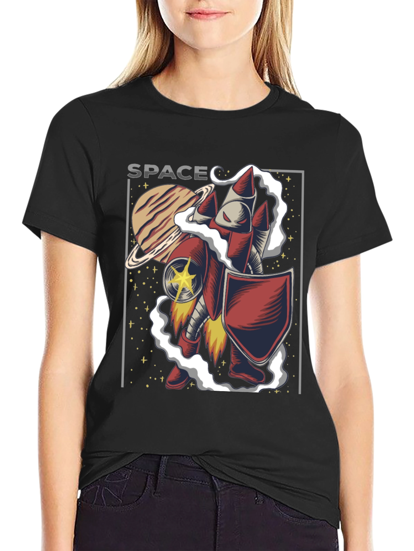 Space Rocket Knight Graphic T-Shirt