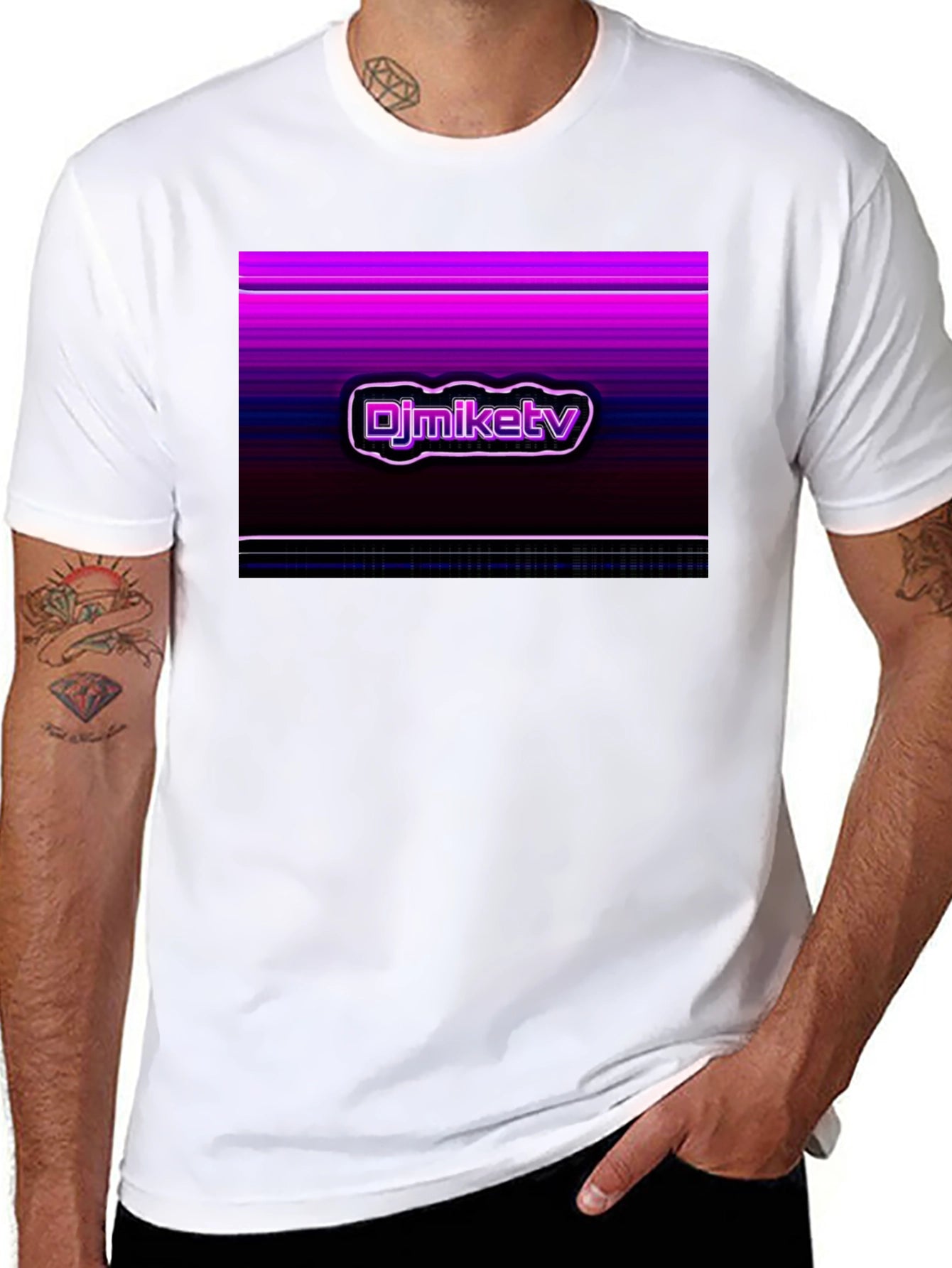DJMikeTV Black T-Shirt - Retro Graphic Design