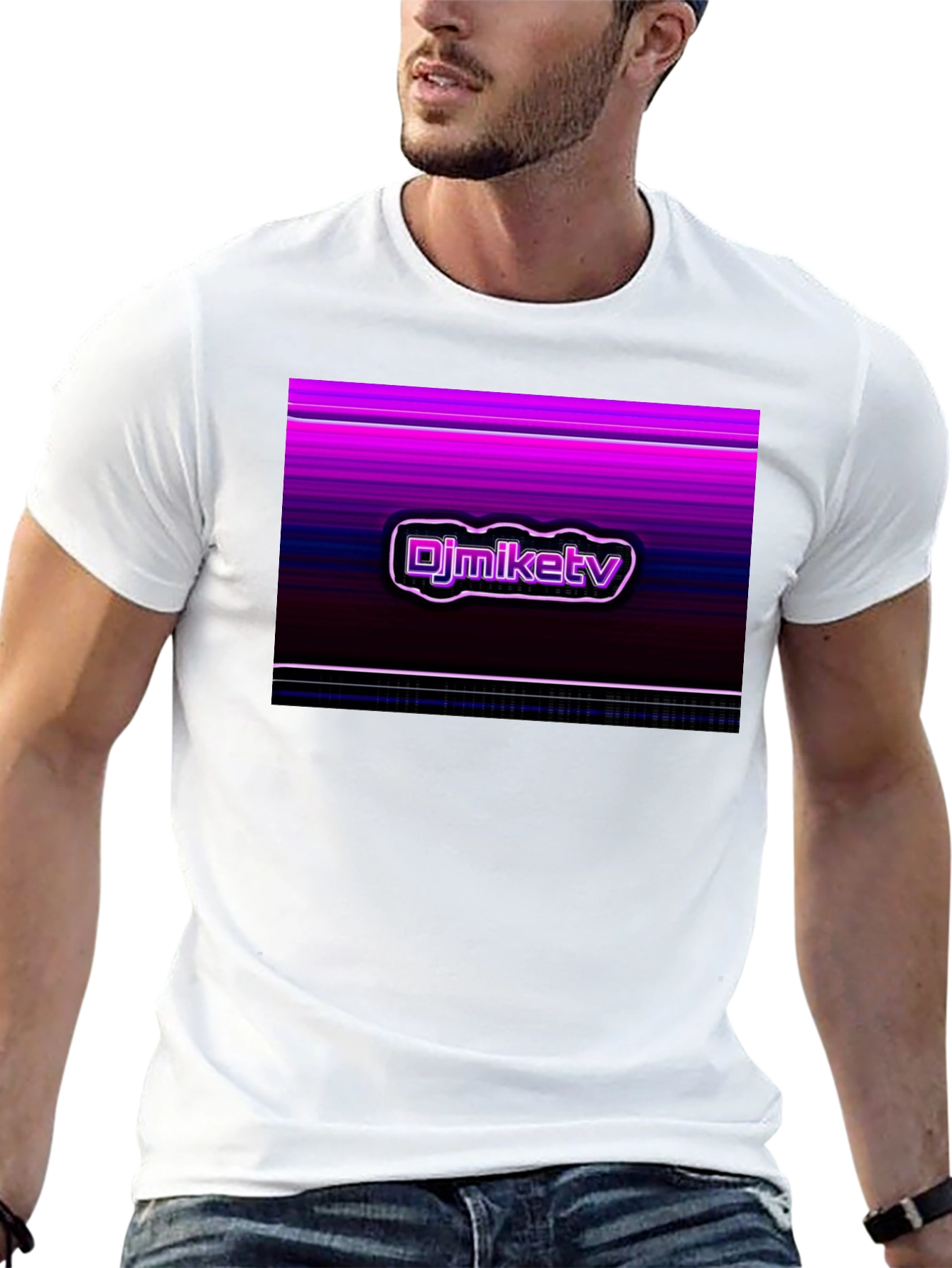 DJMikeTV Black T-Shirt - Retro Graphic Design
