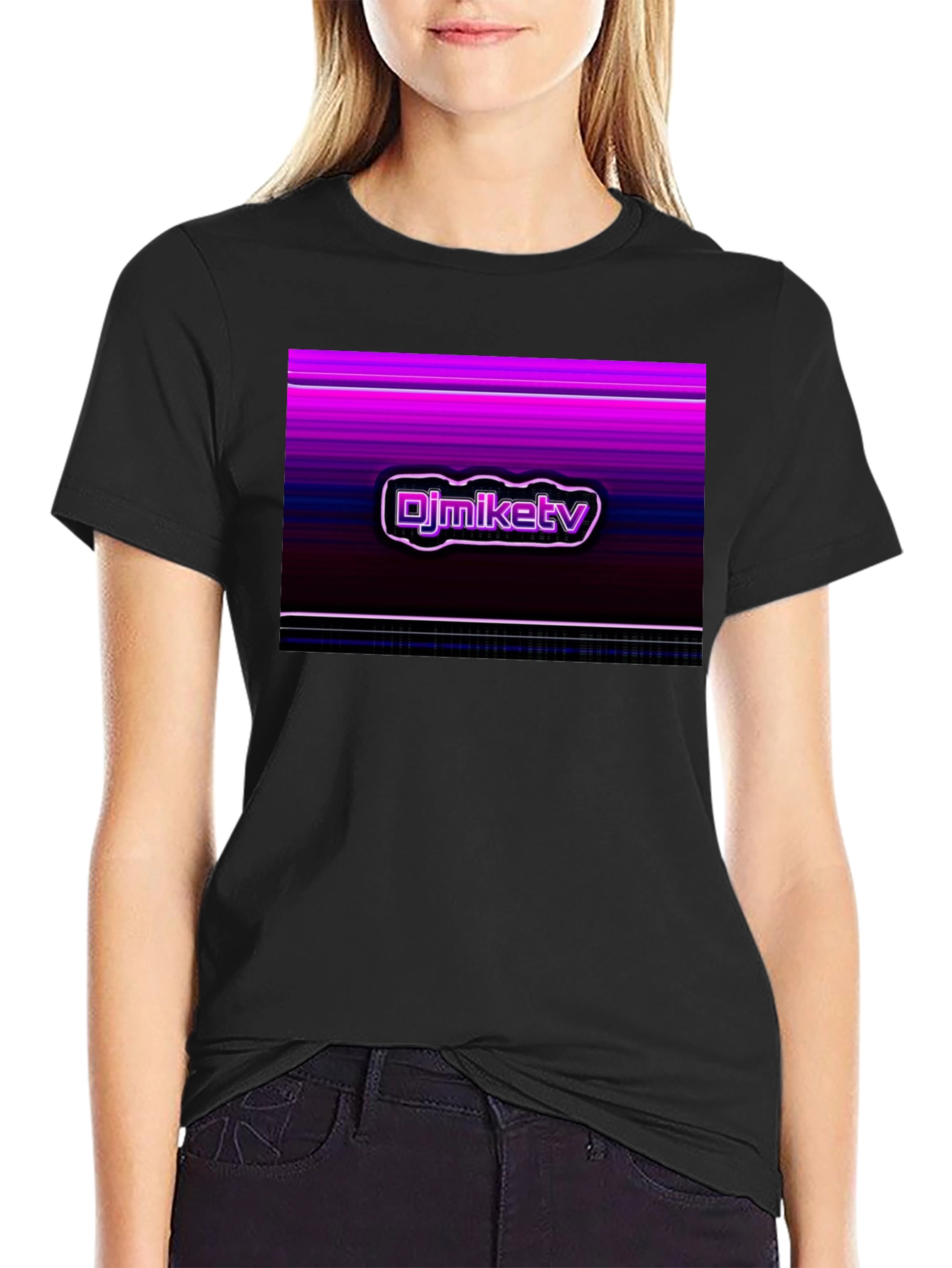 DJMikeTV Black T-Shirt - Retro Graphic Design