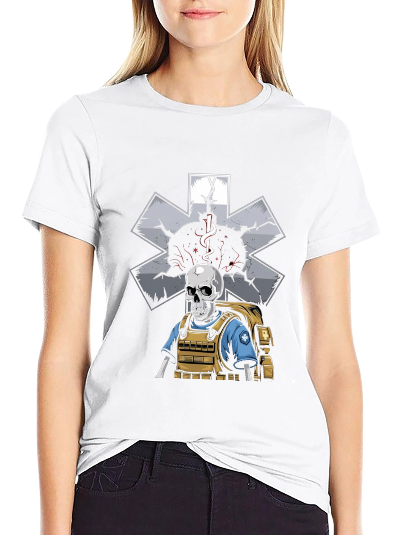 Skeleton EMT T-Shirt: Medical Star of Life Graphic Tee