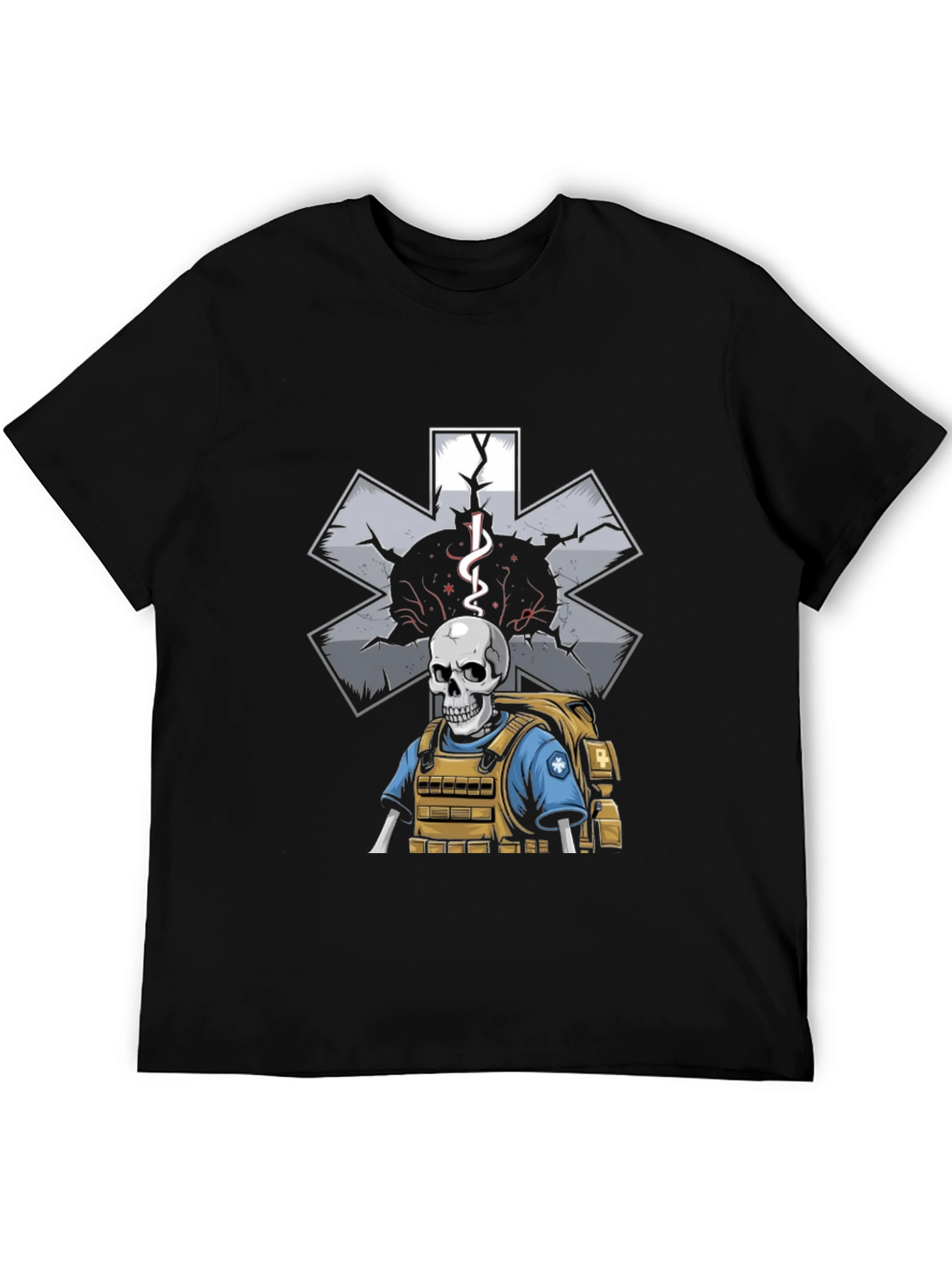 Skeleton EMT T-Shirt: Medical Star of Life Graphic Tee