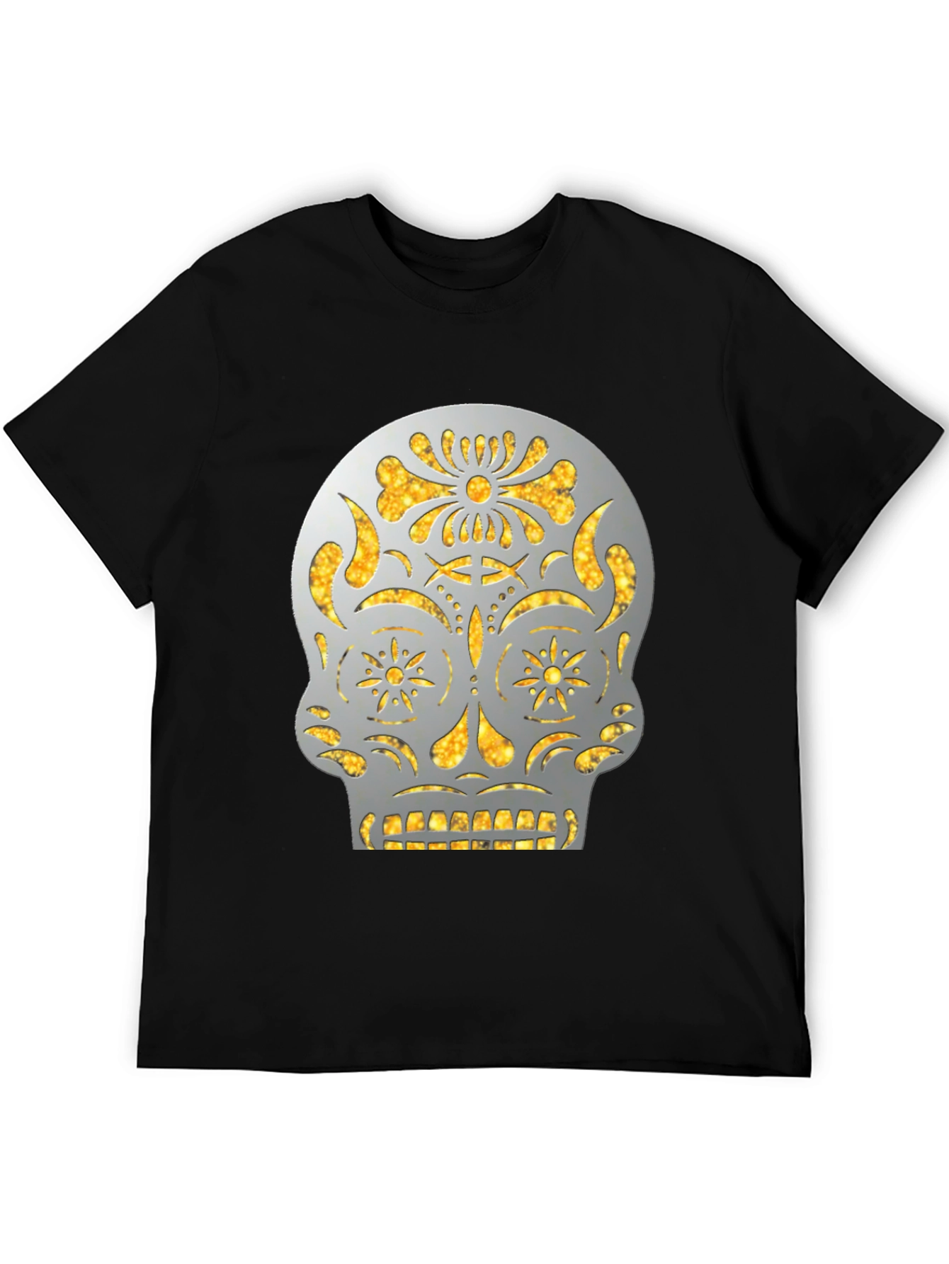 Sugar Skull Graphic Tee - Black Cotton Casual Shirt