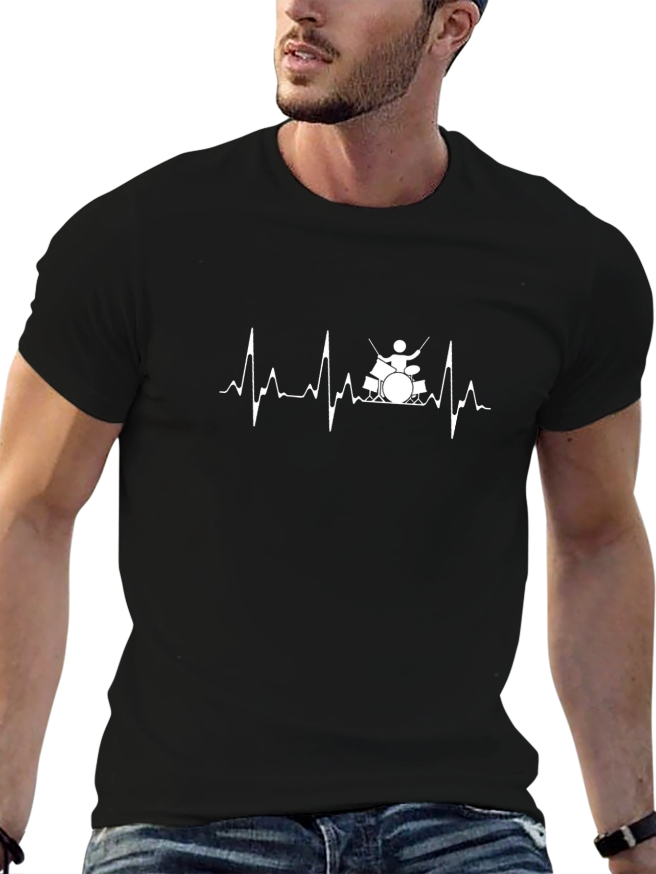 Drummer Heartbeat T-Shirt - Music Lover Tee