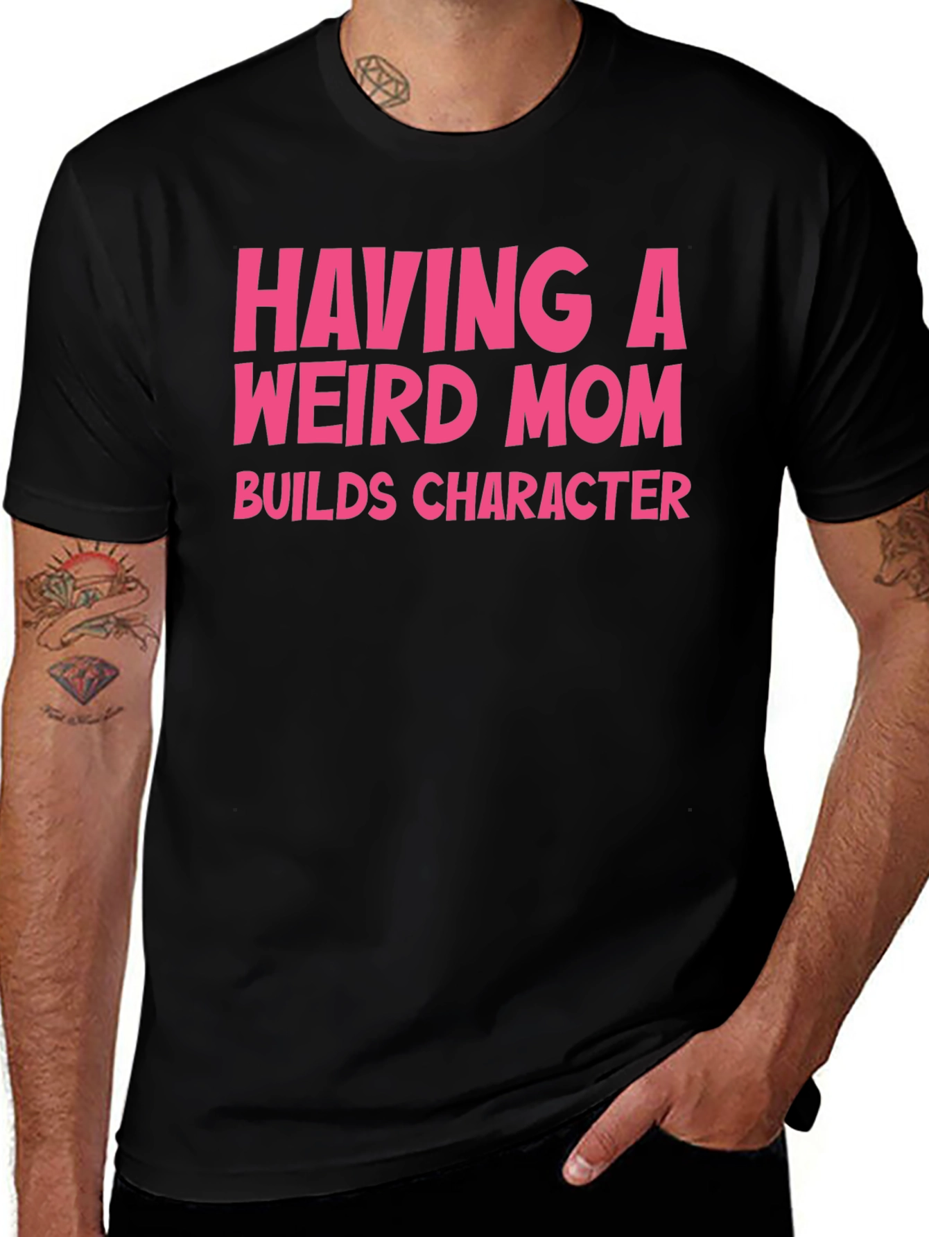 Funny Weird Mom T-Shirt Pink Text Design