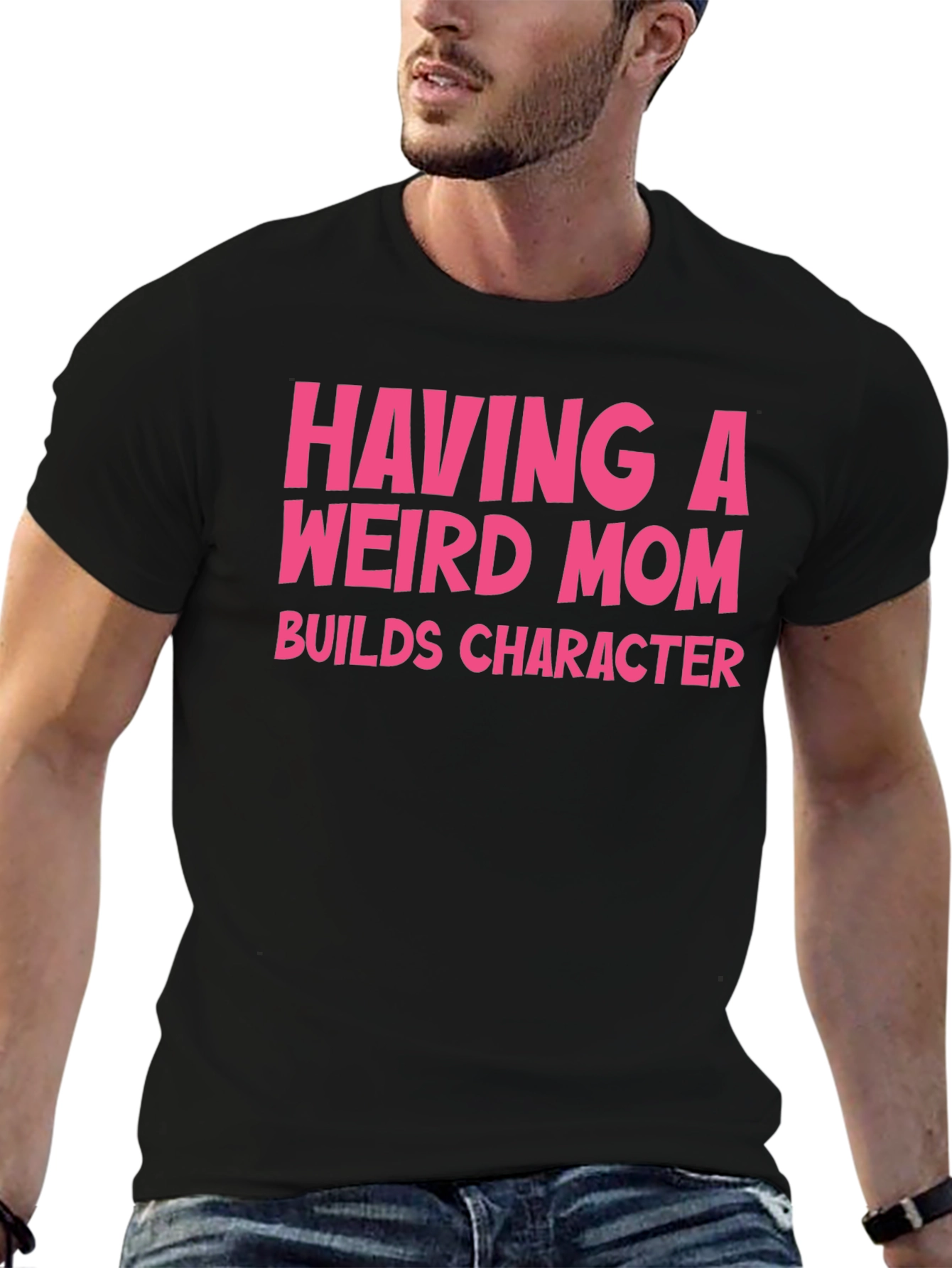 Funny Weird Mom T-Shirt Pink Text Design