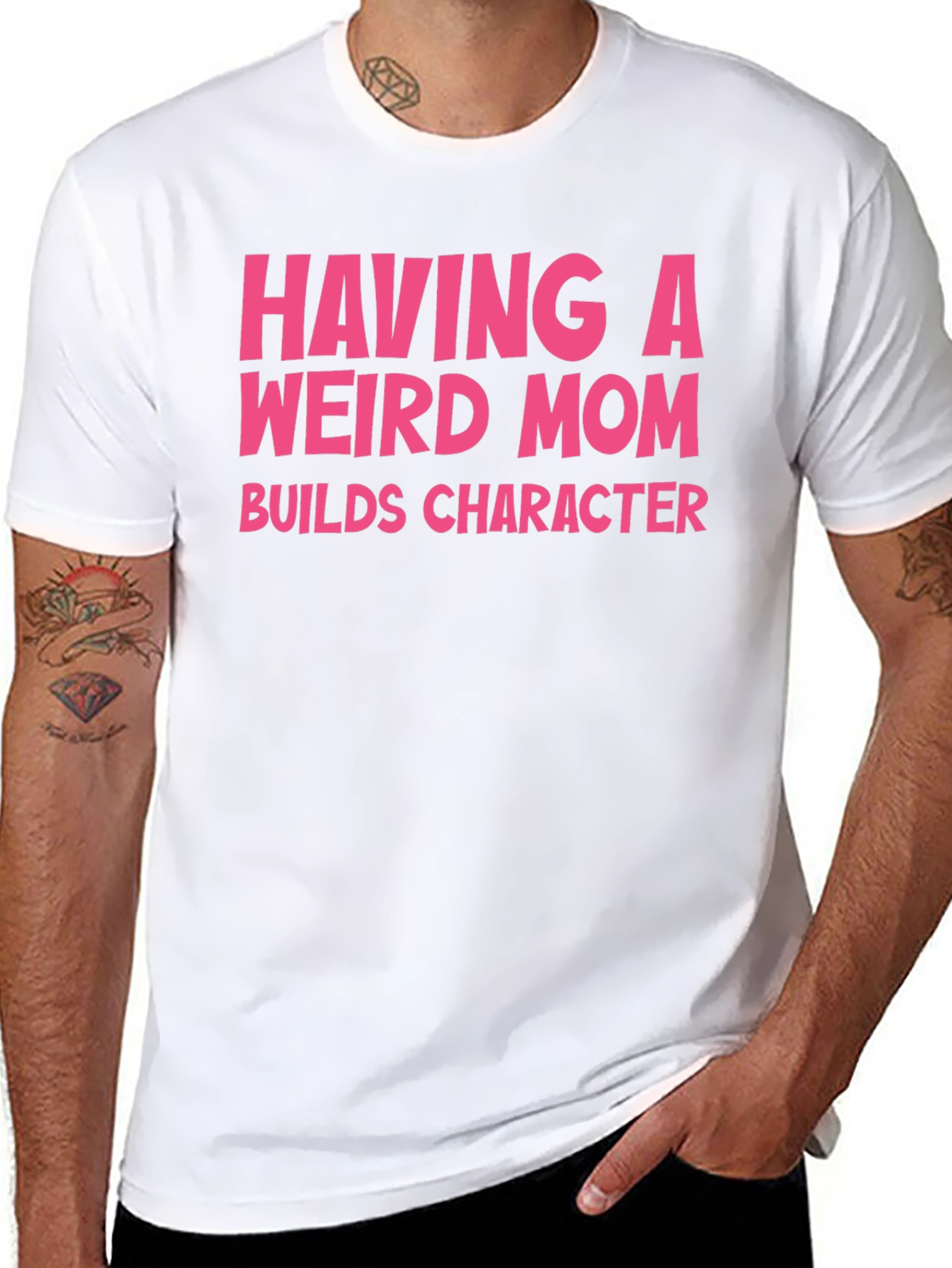 Funny Weird Mom T-Shirt Pink Text Design