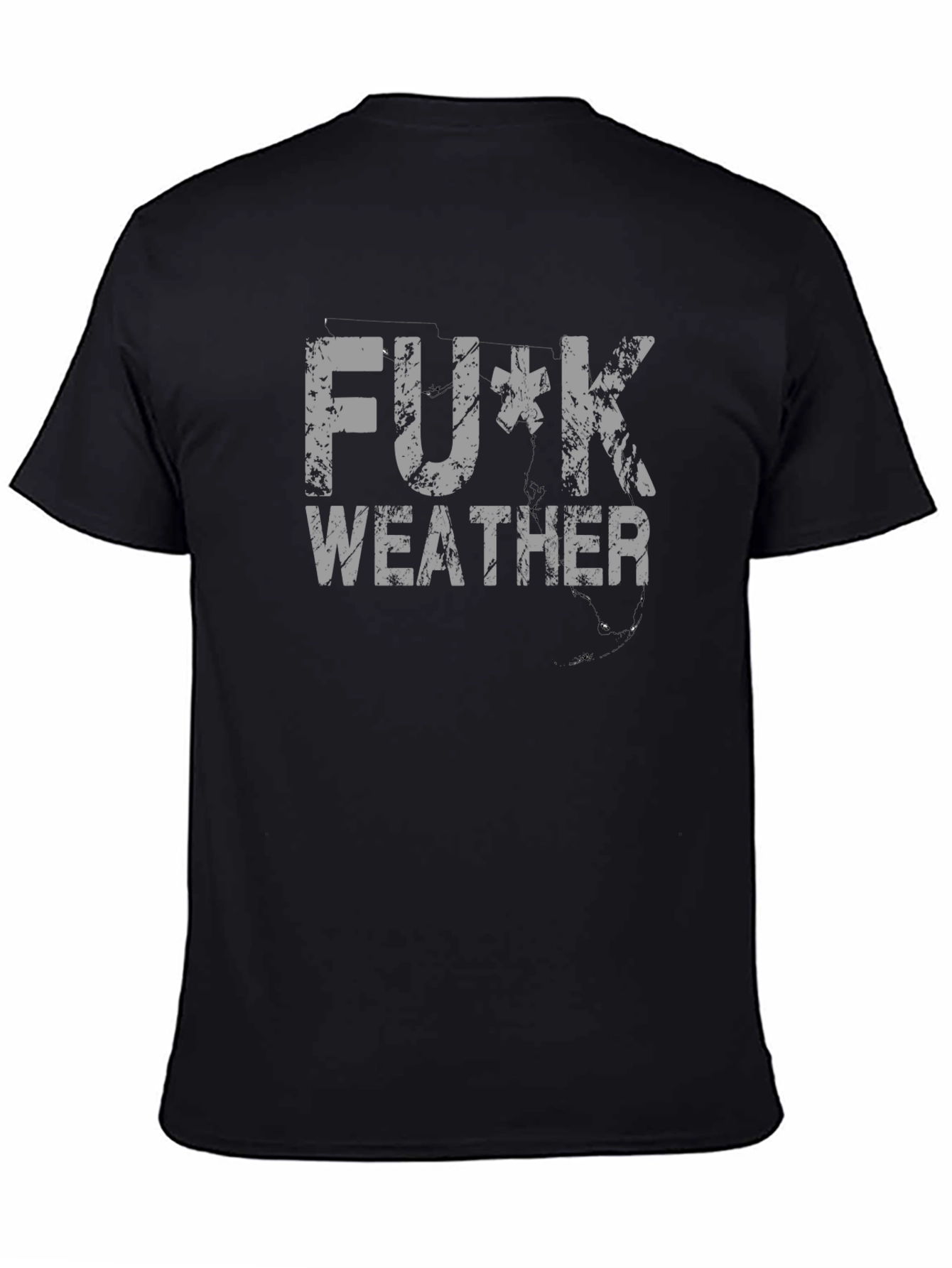 F*ck Weather Distressed Graphic T-Shirt - Black