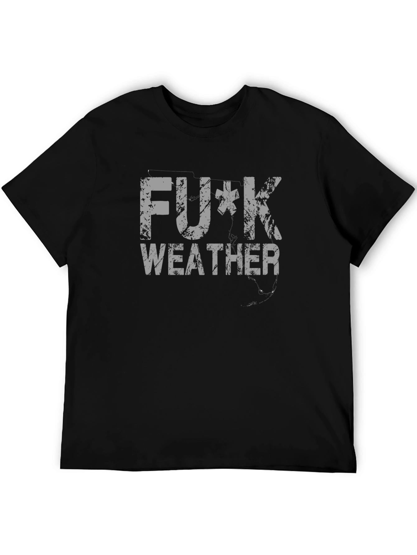 F*ck Weather Distressed Graphic T-Shirt - Black
