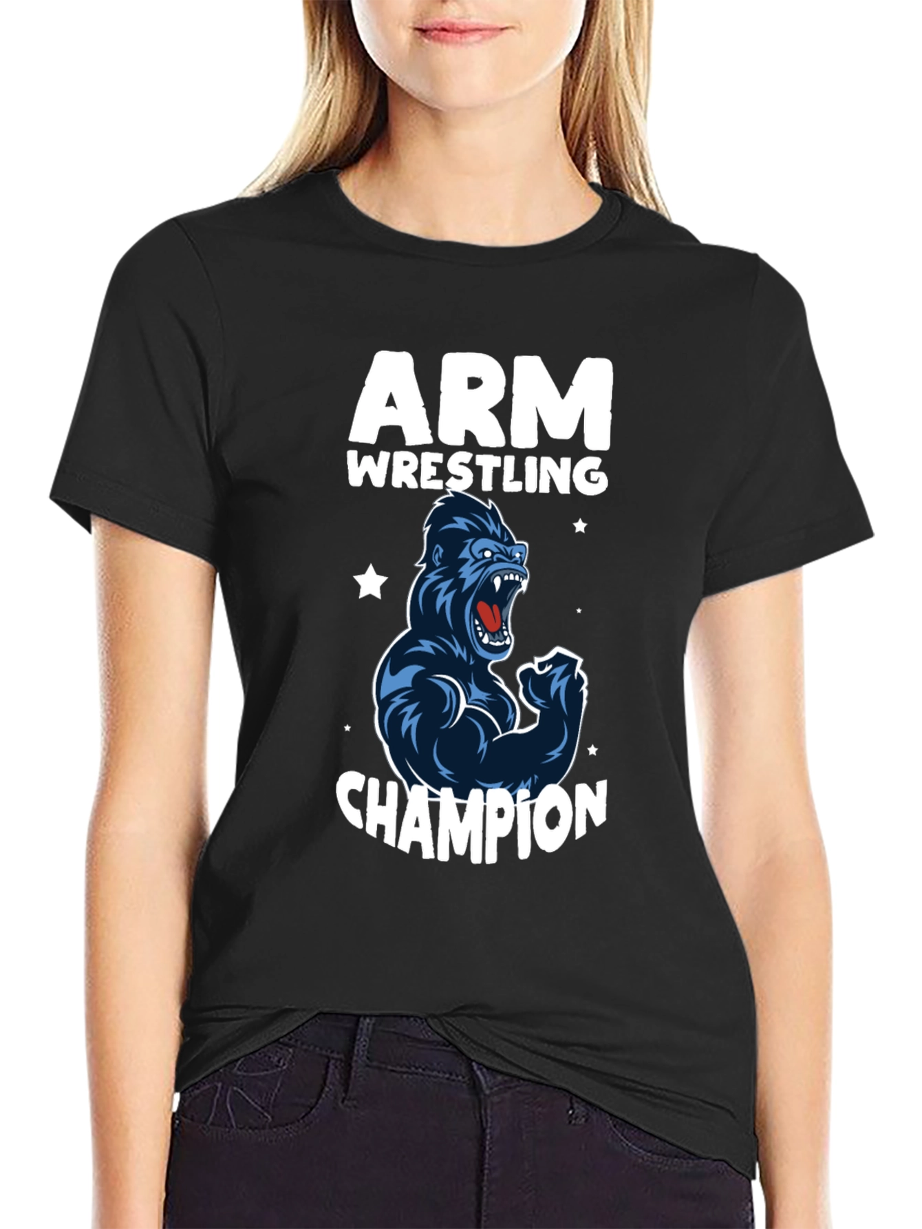 Arm Wrestling Champion Gorilla T-Shirt - Black