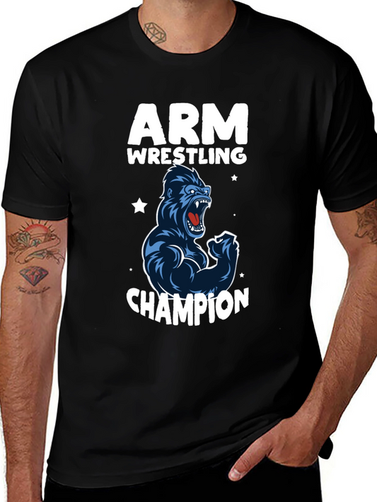 Arm Wrestling Champion Gorilla T-Shirt - Black