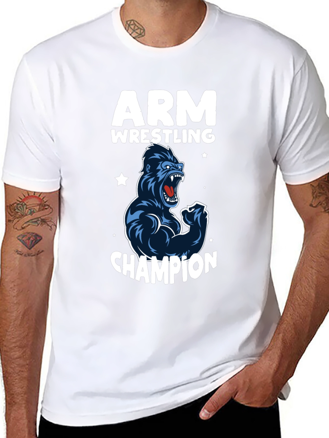 Arm Wrestling Champion Gorilla T-Shirt - Black