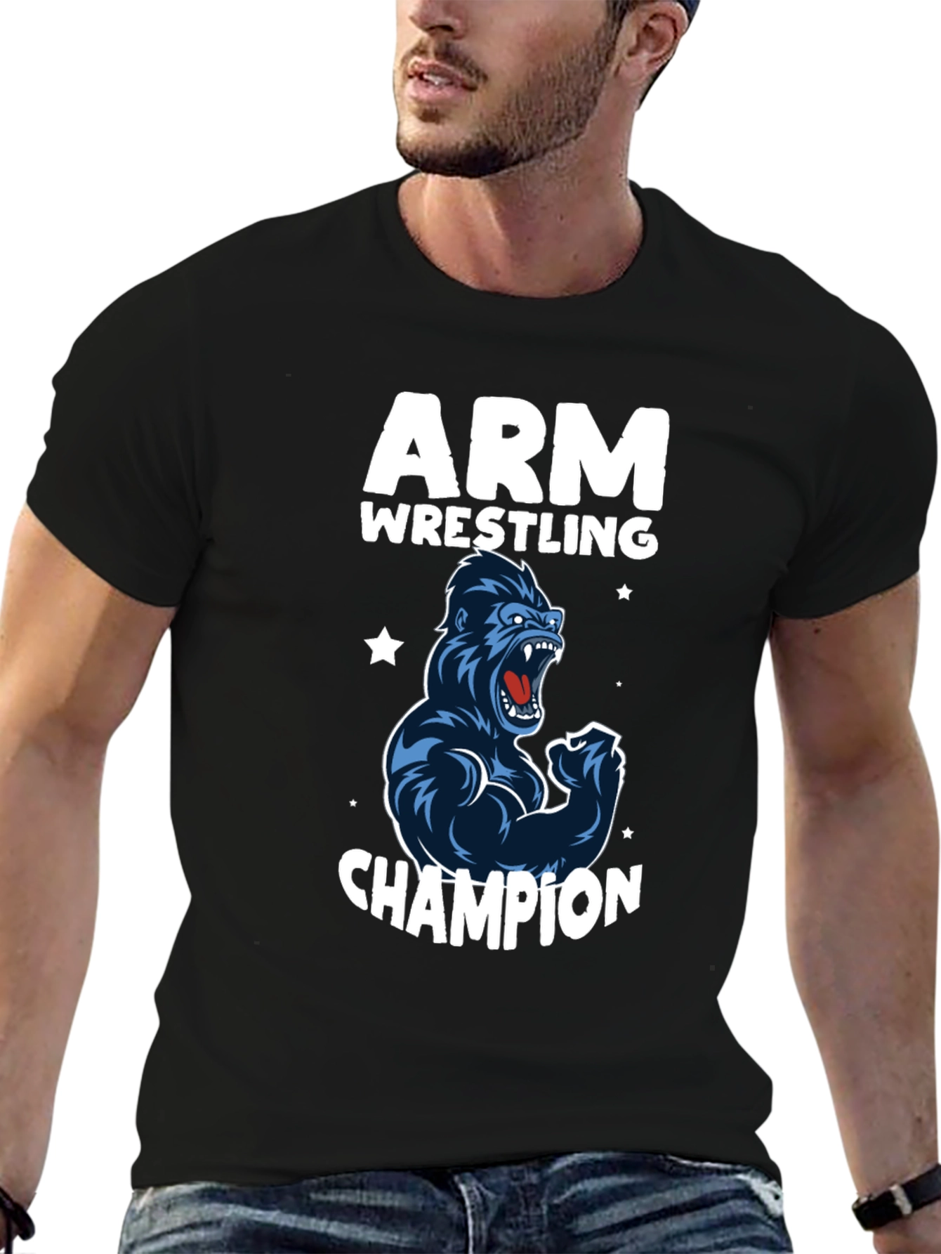 Arm Wrestling Champion Gorilla T-Shirt - Black
