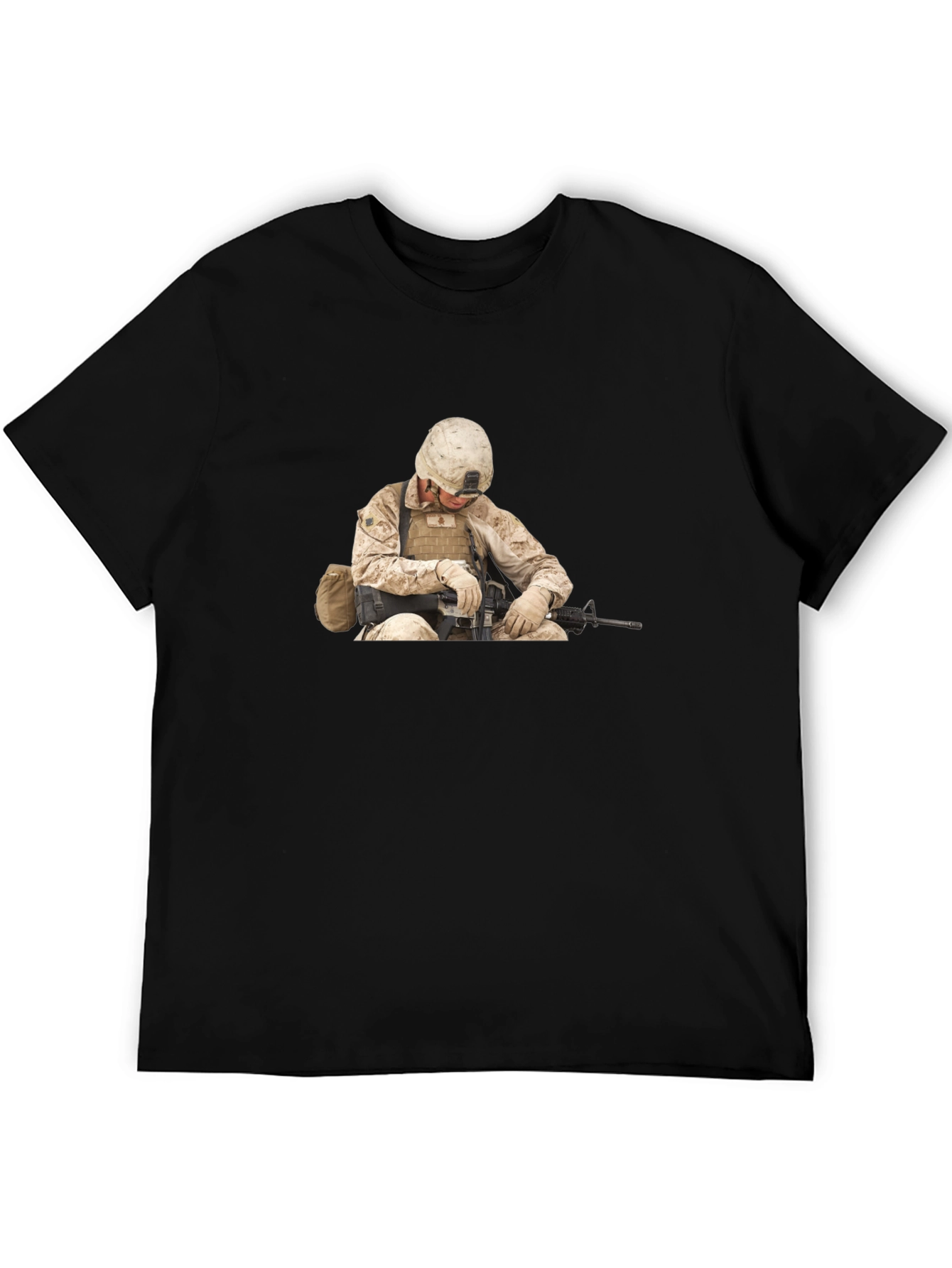 Soldier Graphic Print Black T-Shirt