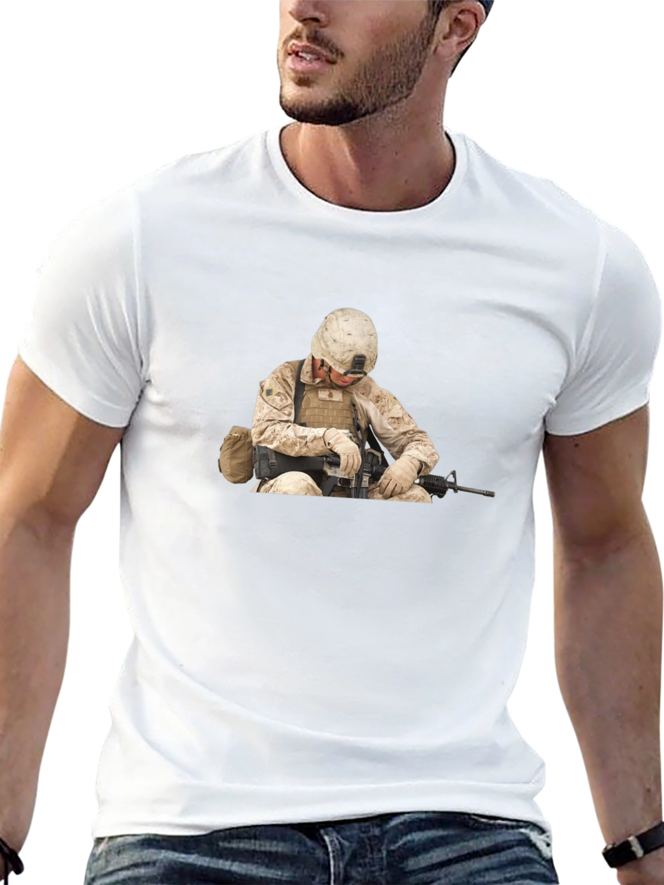 Soldier Graphic Print Black T-Shirt
