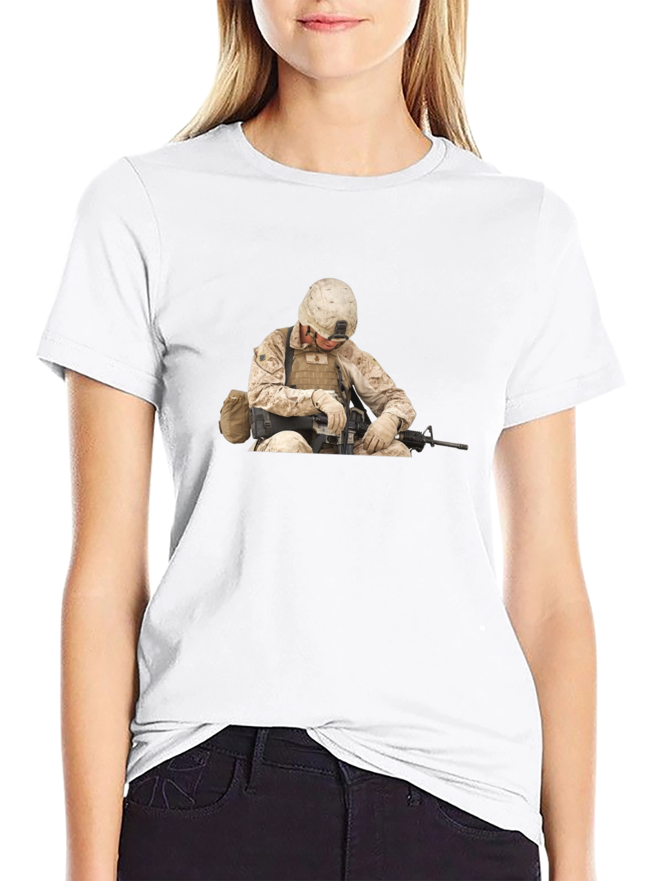 Soldier Graphic Print Black T-Shirt