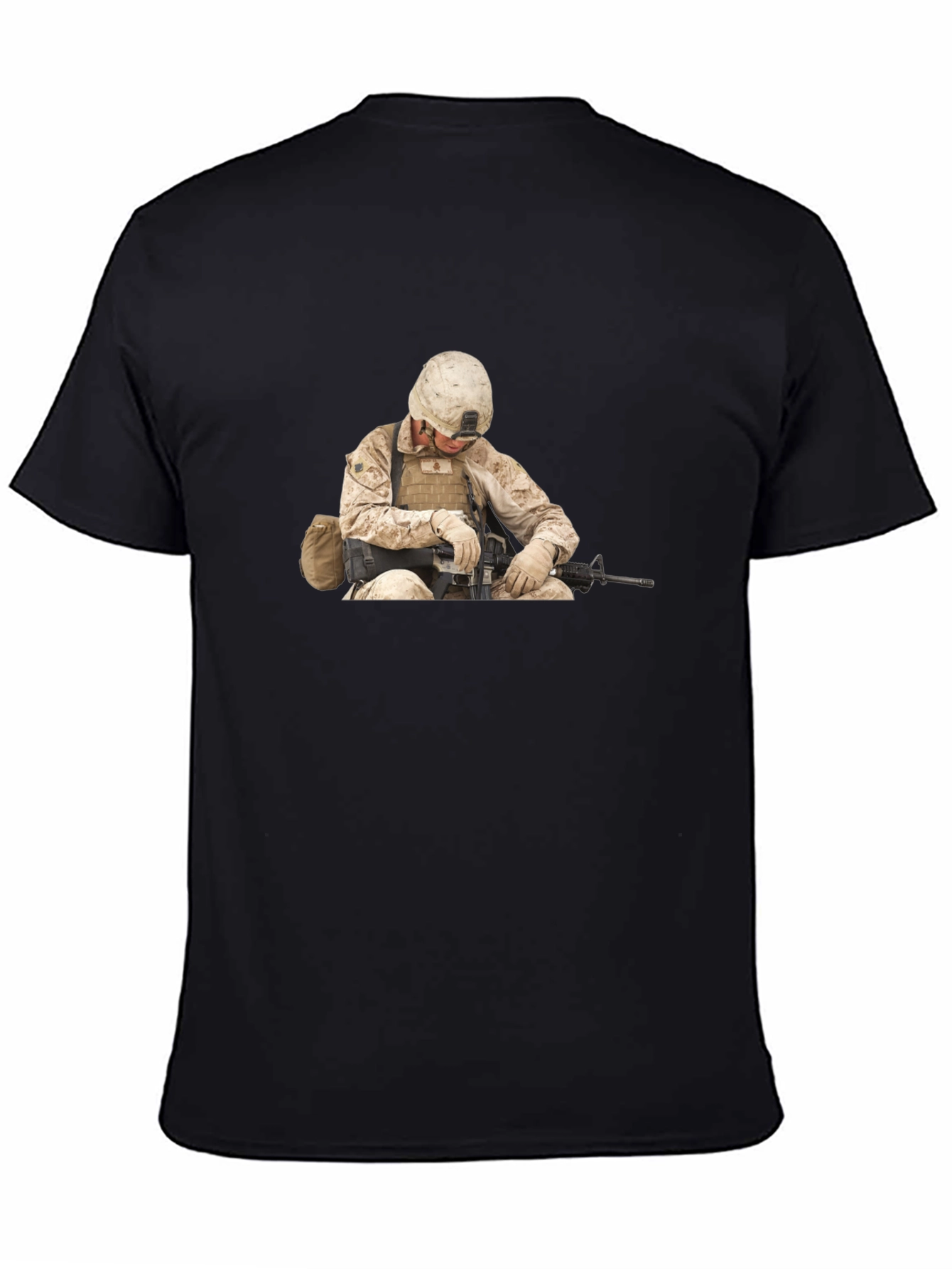 Soldier Graphic Print Black T-Shirt