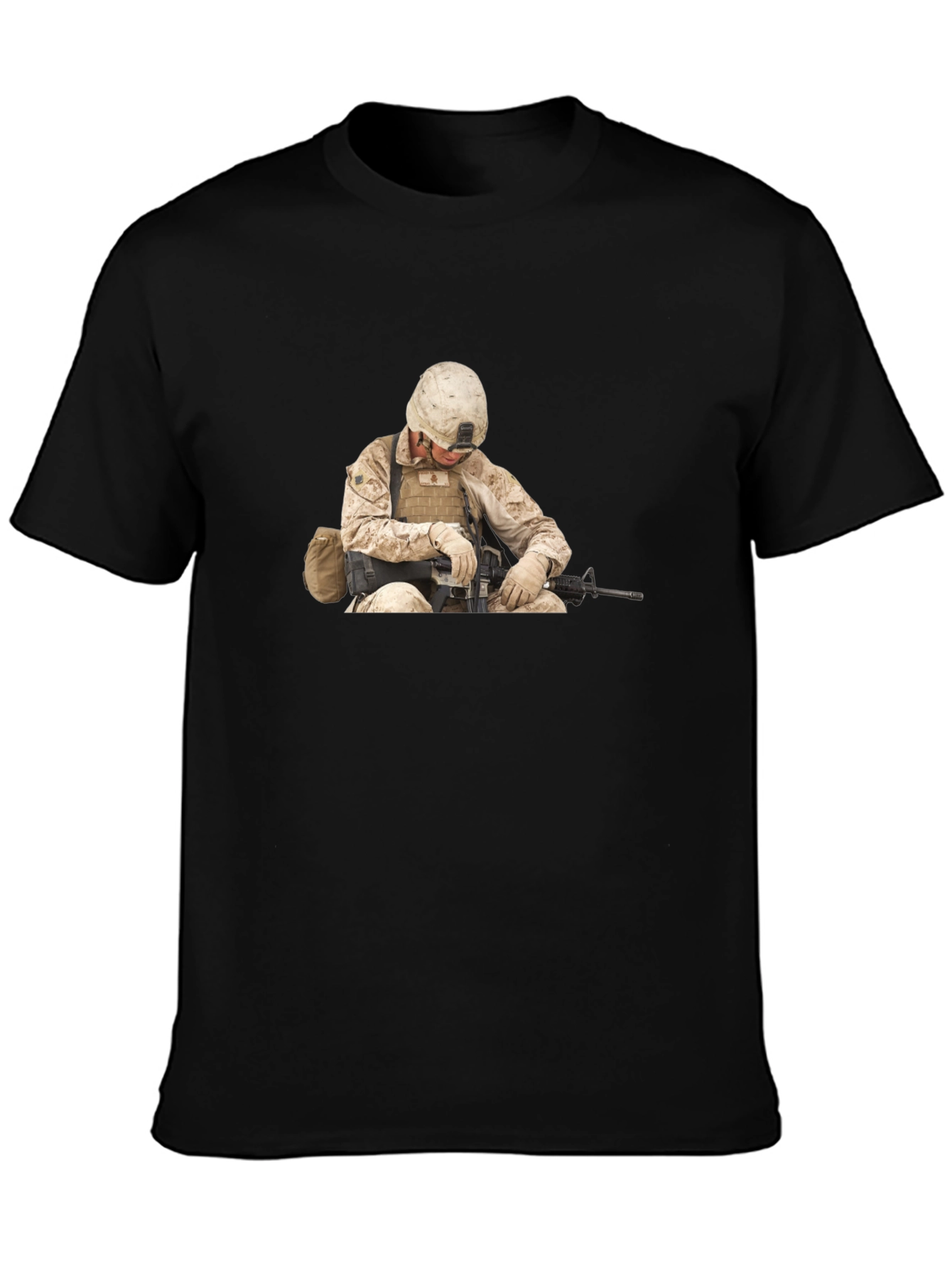 Soldier Graphic Print Black T-Shirt