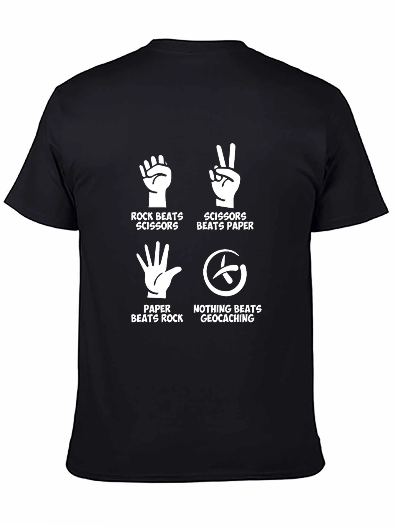 Geocaching Rock Paper Scissors Graphic Tee - Black